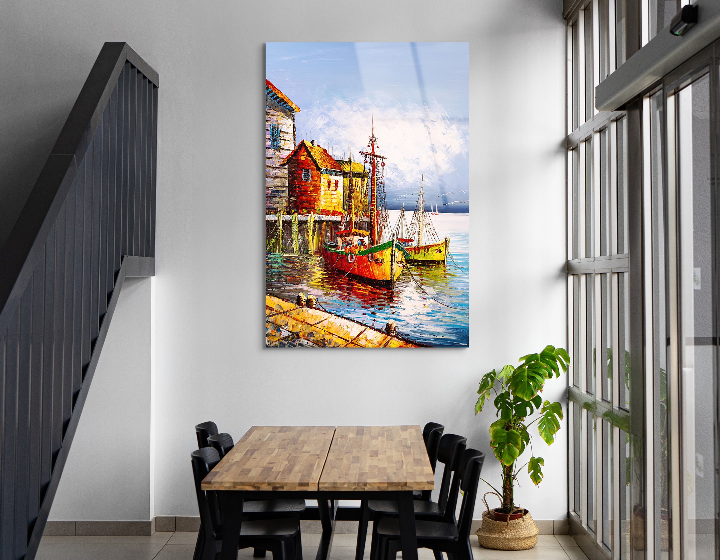 Oil Painting Romantic Venice Canal Scene | Premium HD Metal Wall Art