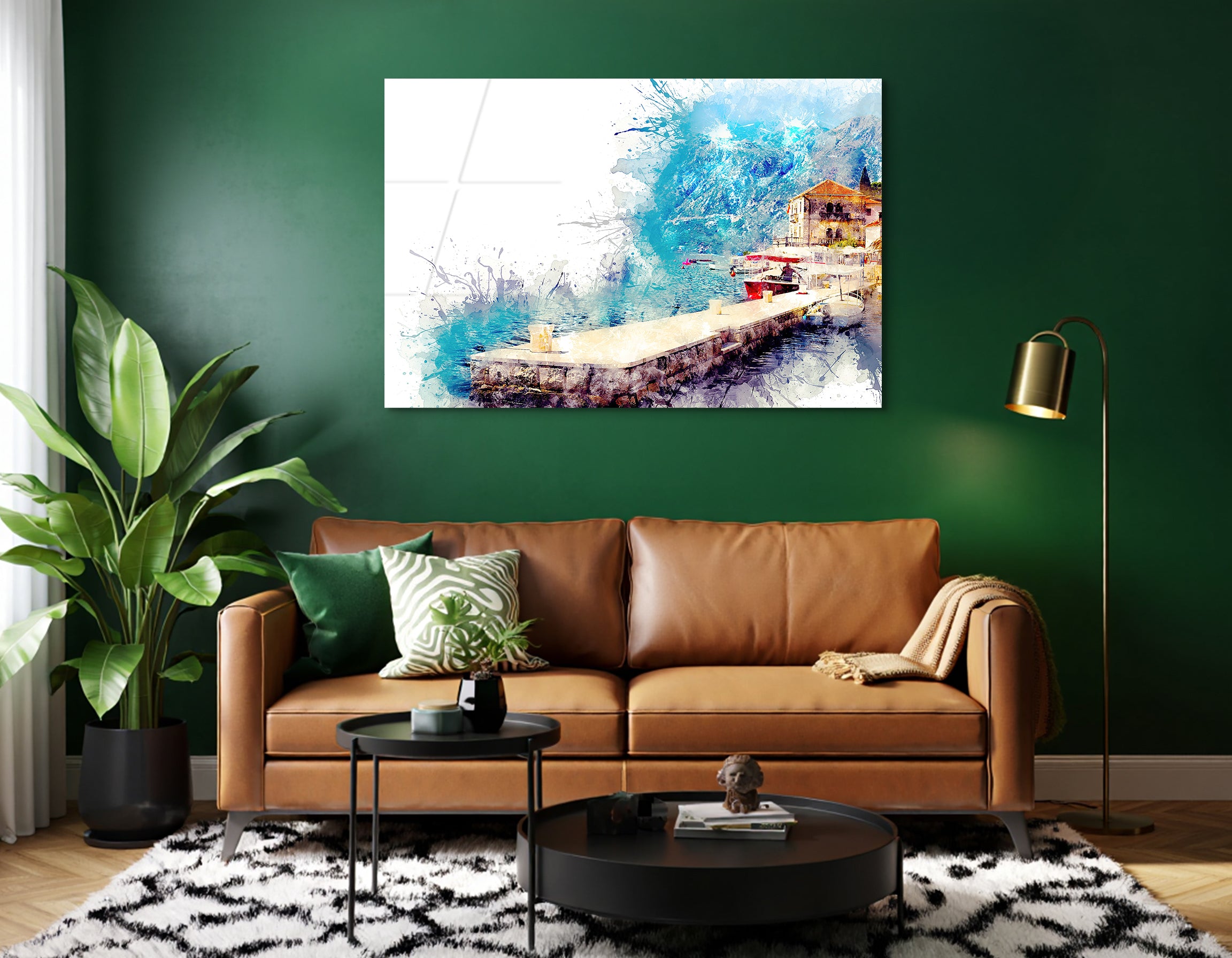 Watercolor Cozy Town of Perast Montenegro | Premium HD Metal Wall Art