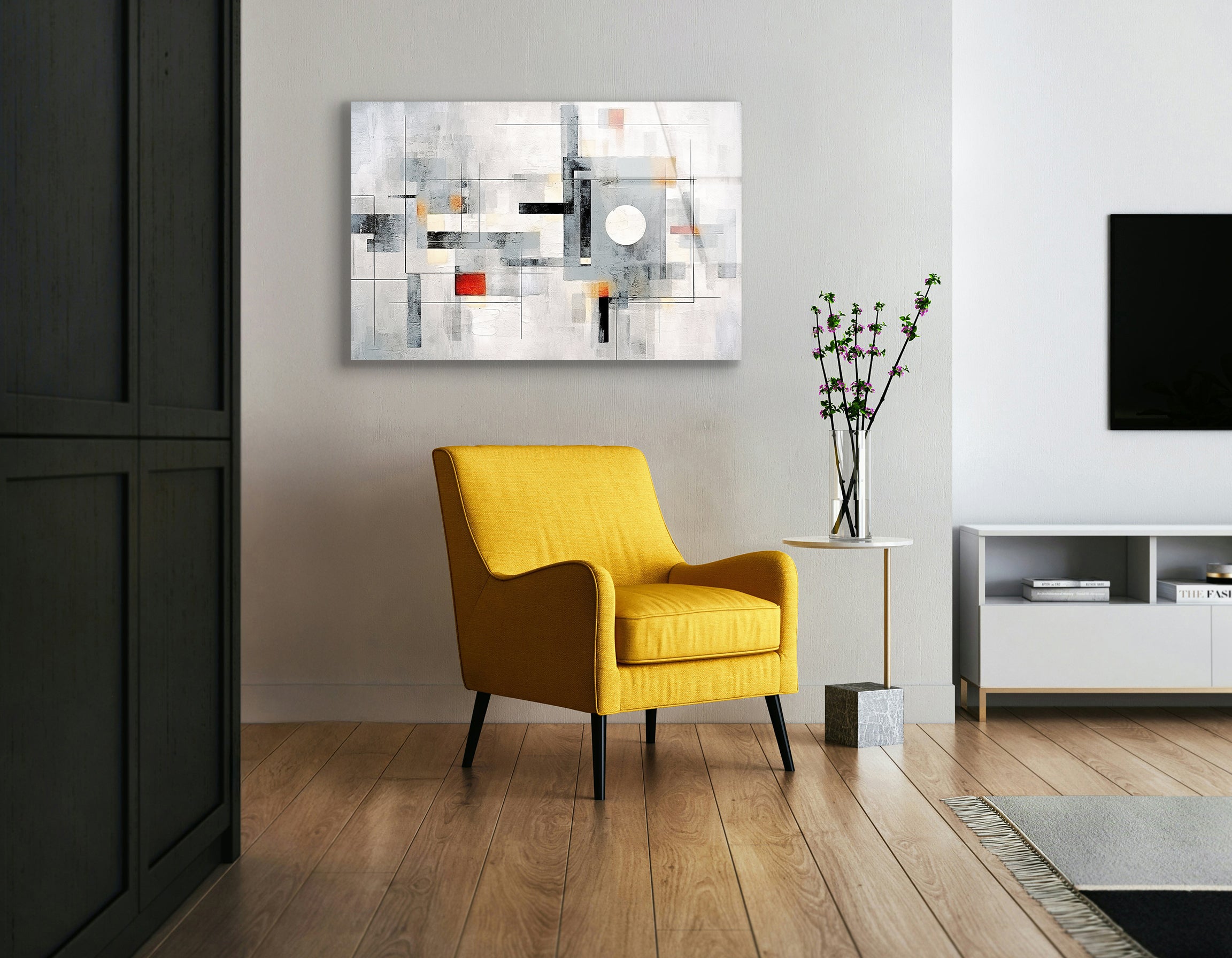 Modern Abstract Geometric Drawing | Premium HD Metal Wall Art - DezignArt