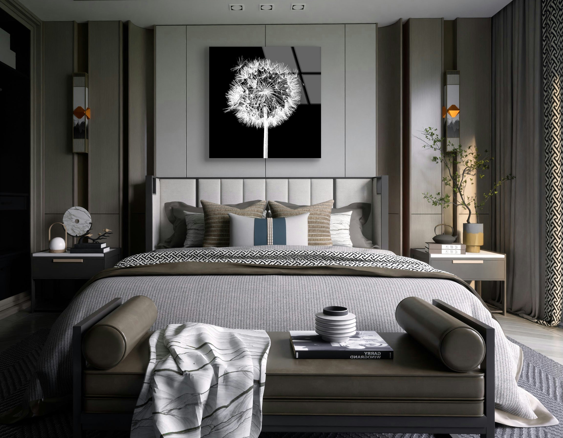 Dandelion Flower on Black Background | Premium HD Metal Wall Art