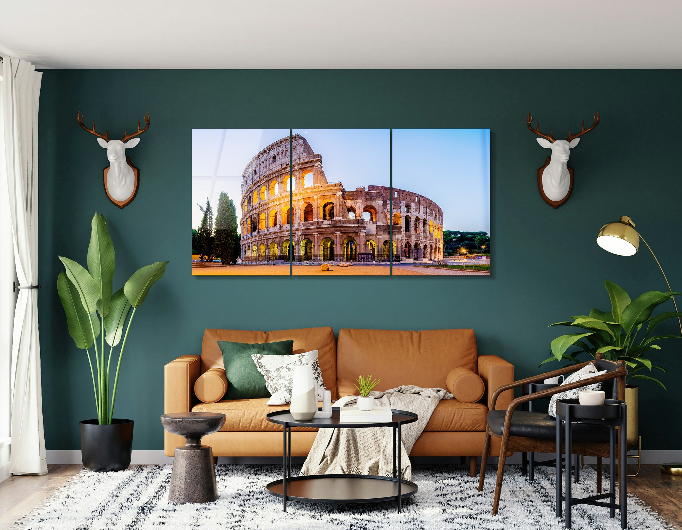 Mega Size Colosseum at Dawn in Rome, Italy Trio | Premium HD Metal Wall Art