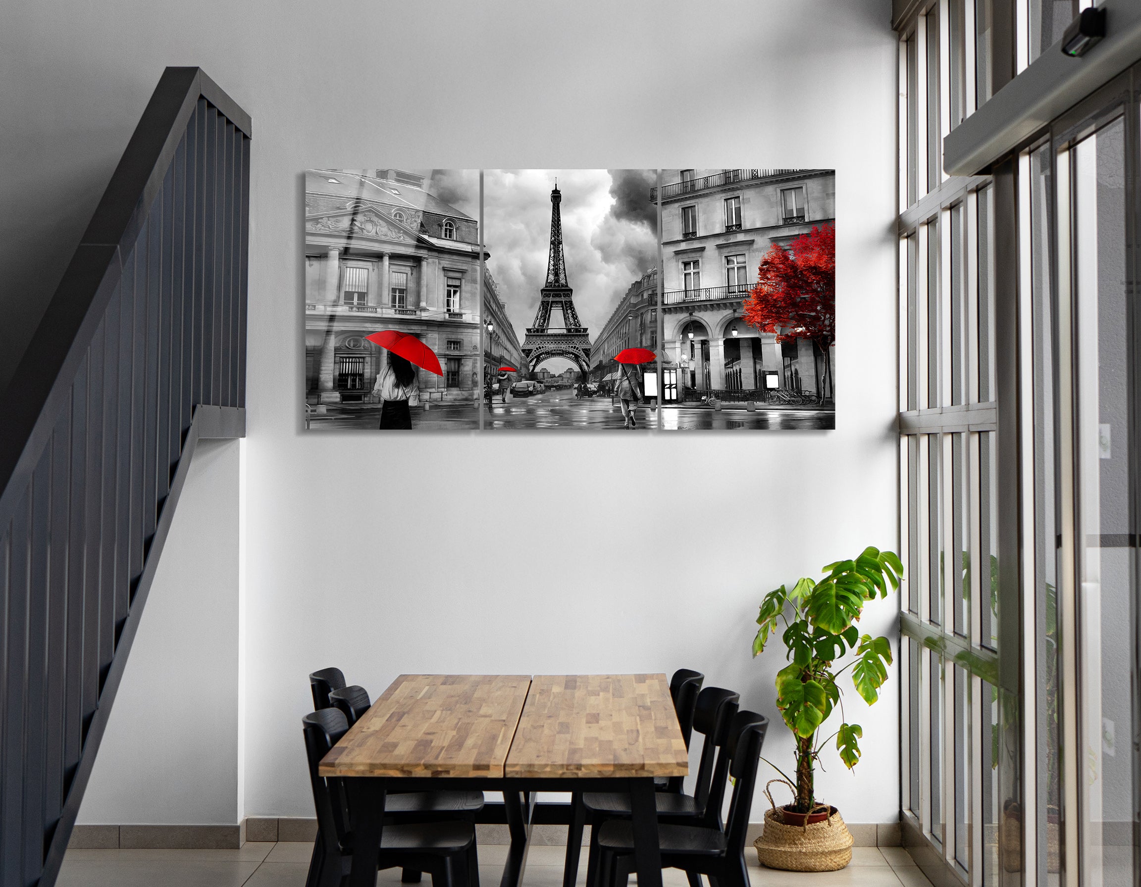Mega Size Paris Rainy Night Trio | Premium HD Metal Wall Art