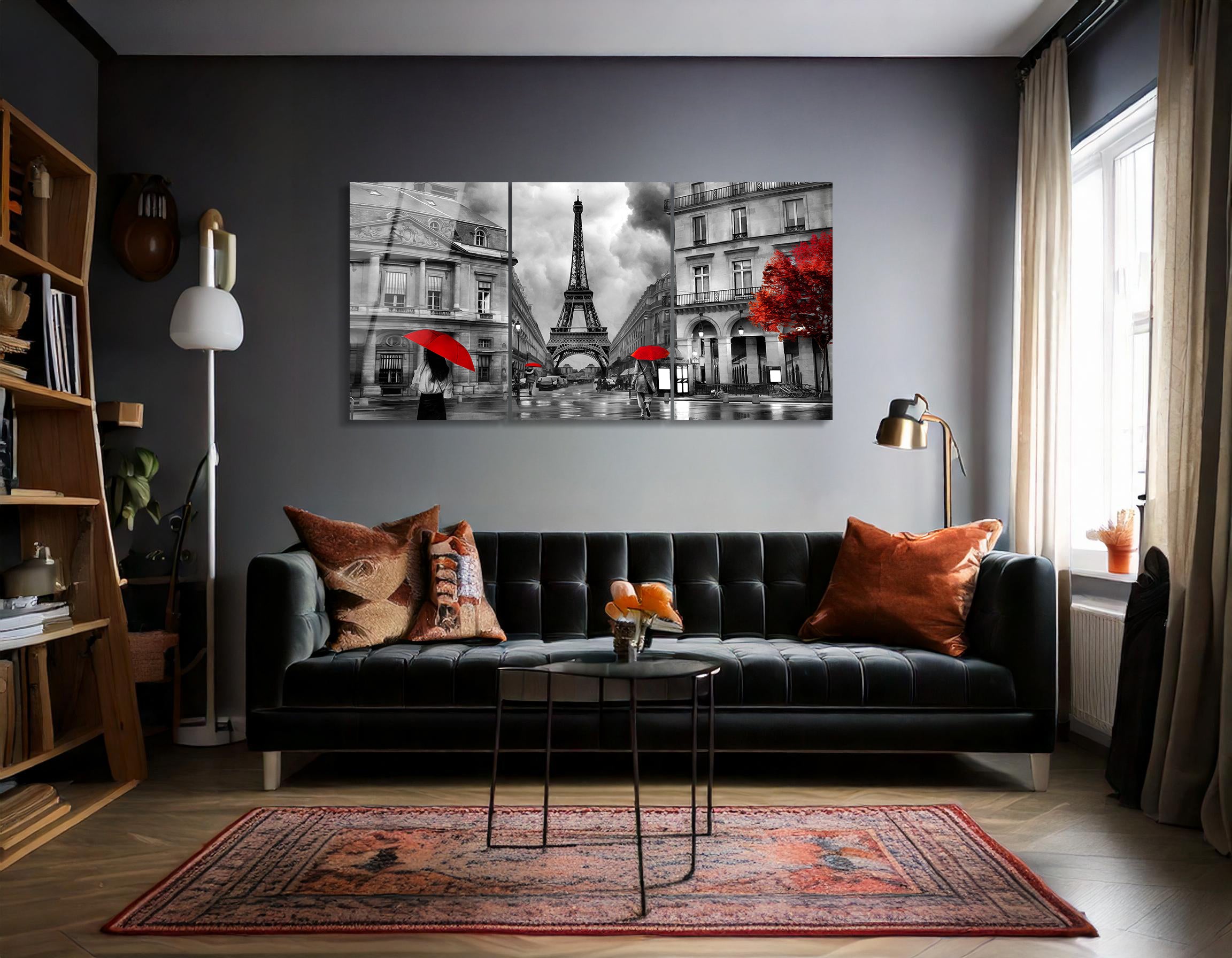 Mega Size Paris Rainy Night Trio | Premium HD Metal Wall Art