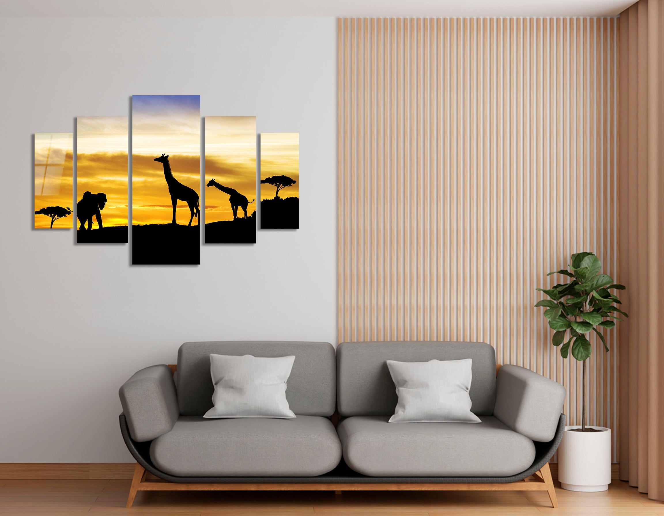 Mega Size Penta Wildlife Harmony | Premium HD Metal Wall Art