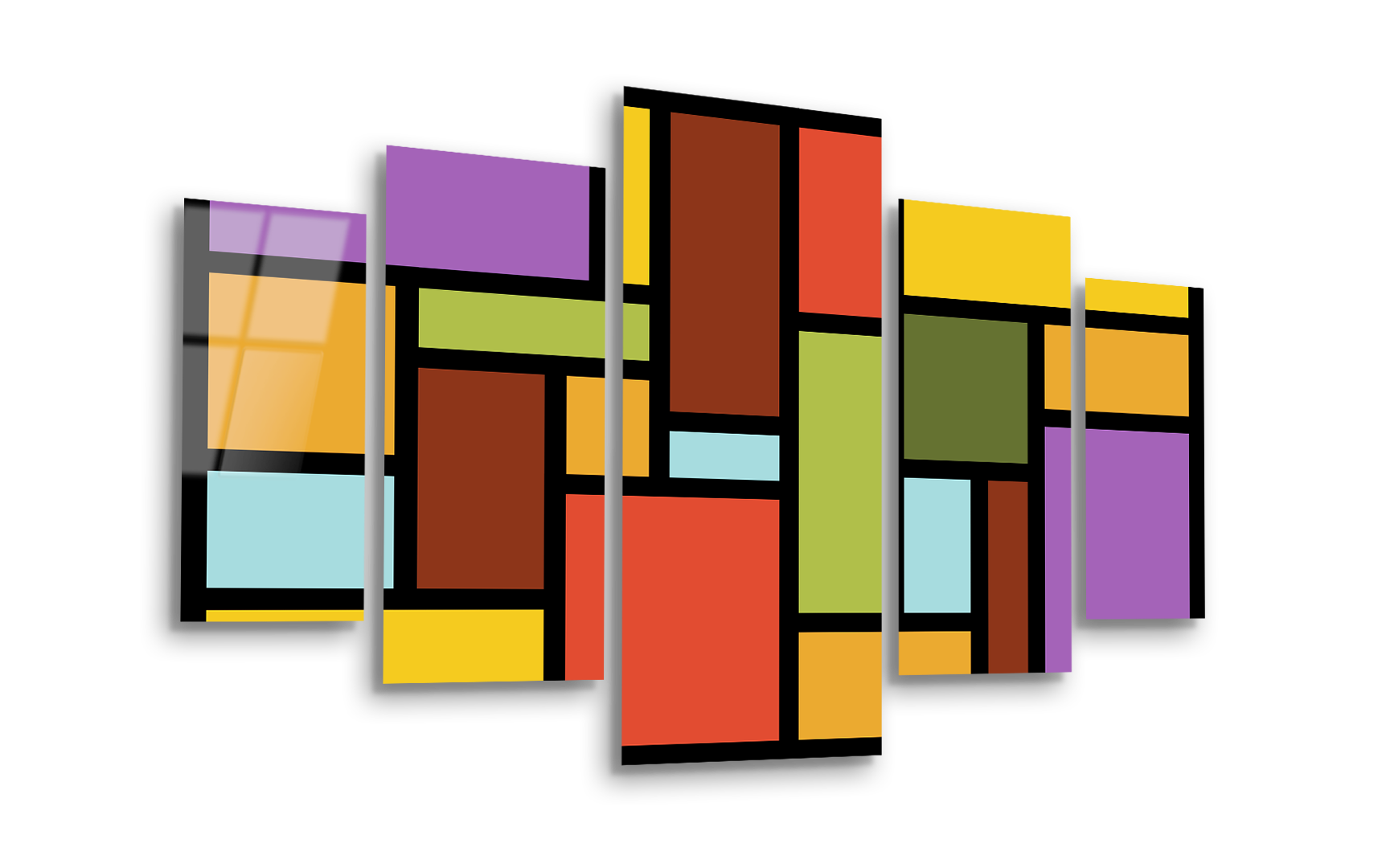 Mega Size Penta Mondrian Essence | Premium HD Metal Wall Art