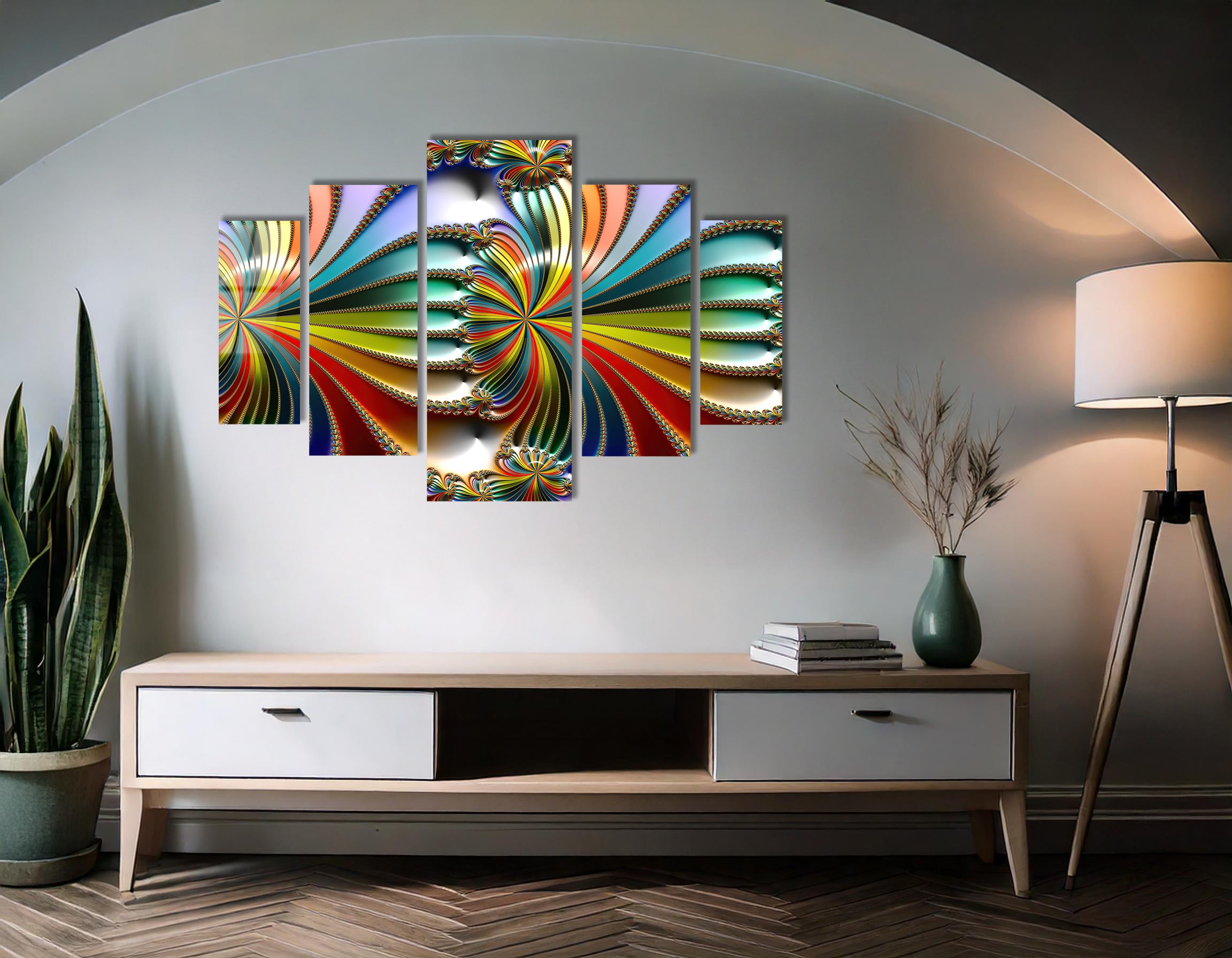 Mega Size Penta Fractal Harmony | Premium HD Metal Wall Art