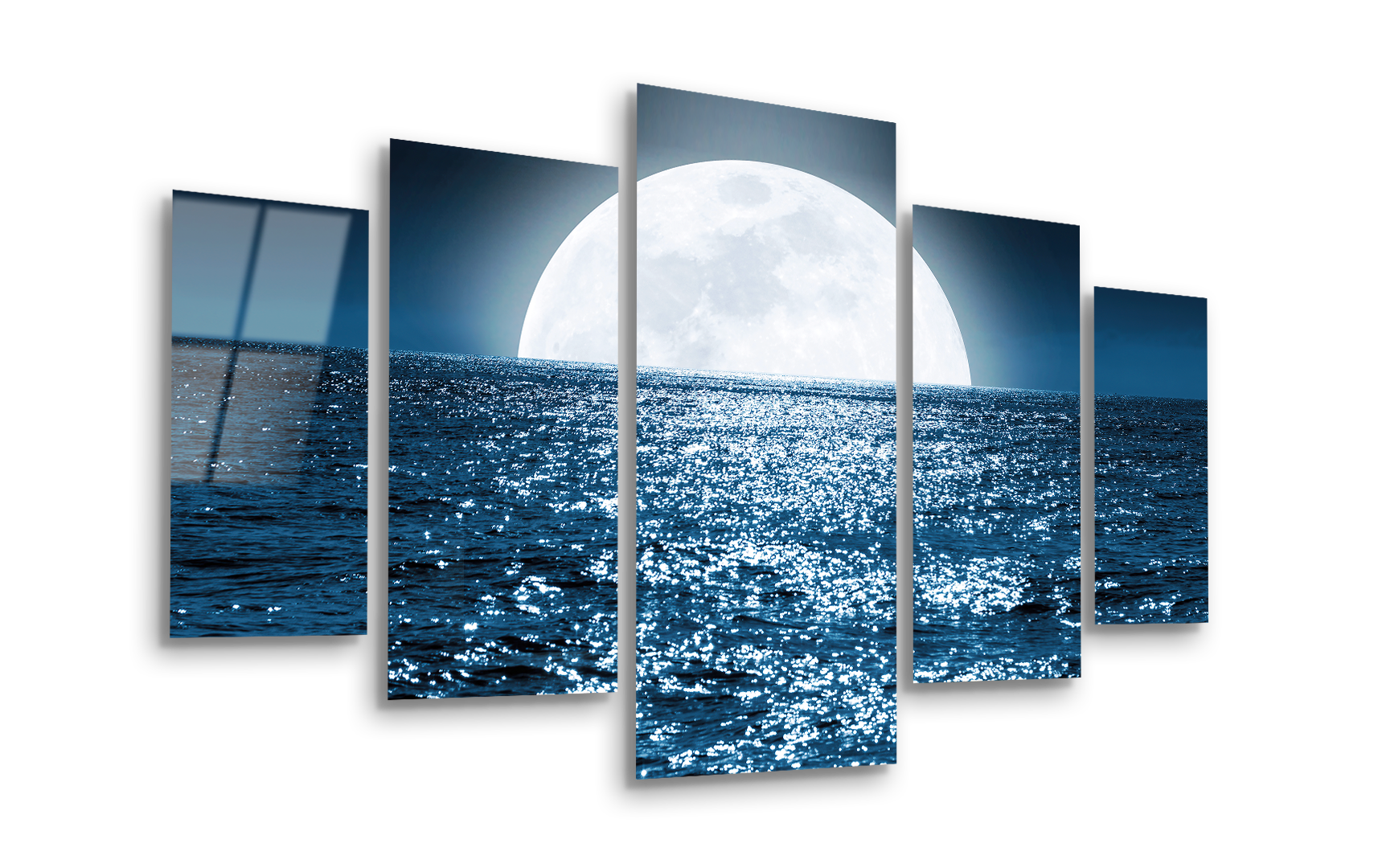Mega Size Penta Blue Moonrise | Premium HD Metal Wall Art