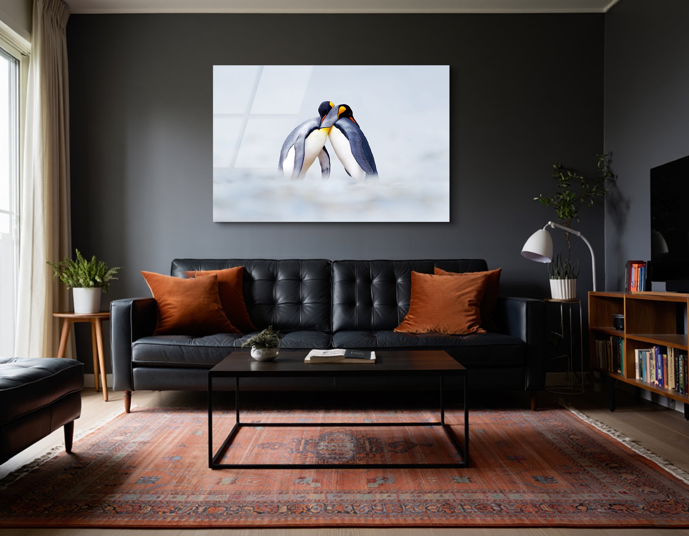 King Penguin Pair in Snow | Premium HD Metal Wall Art