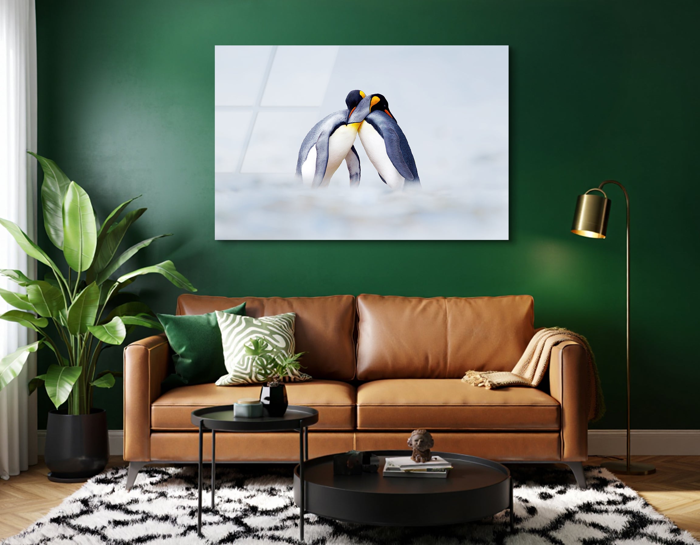 King Penguin Pair in Snow | Premium HD Metal Wall Art