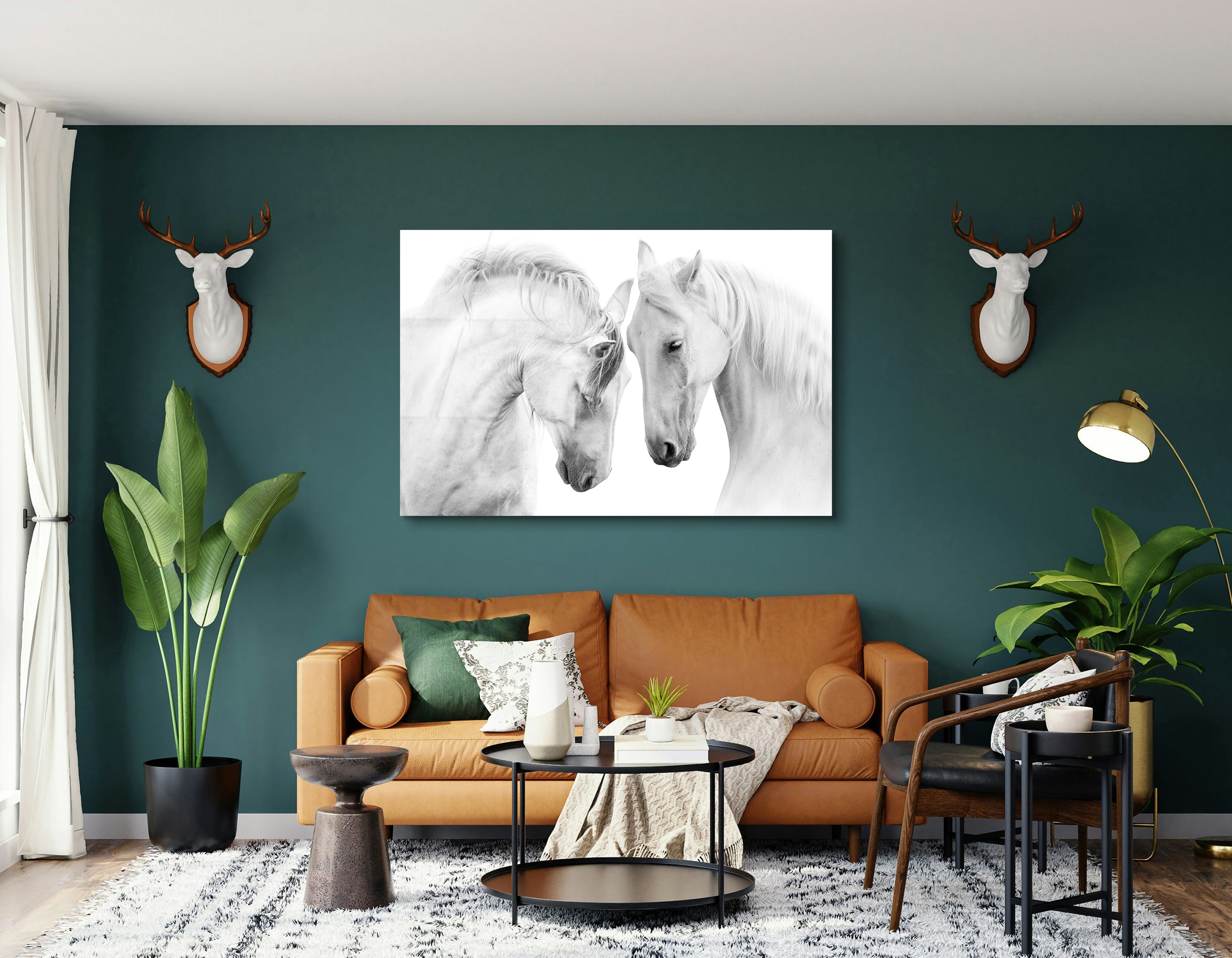 White Horses in Harmony | Premium HD Metal Wall Art