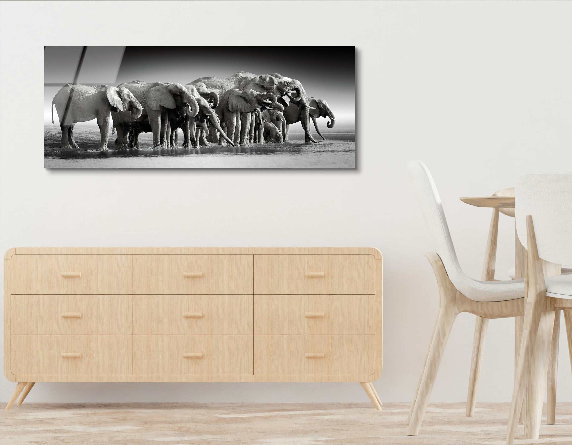 African Elephants by Chobe River | Premium HD Metal Wall Art