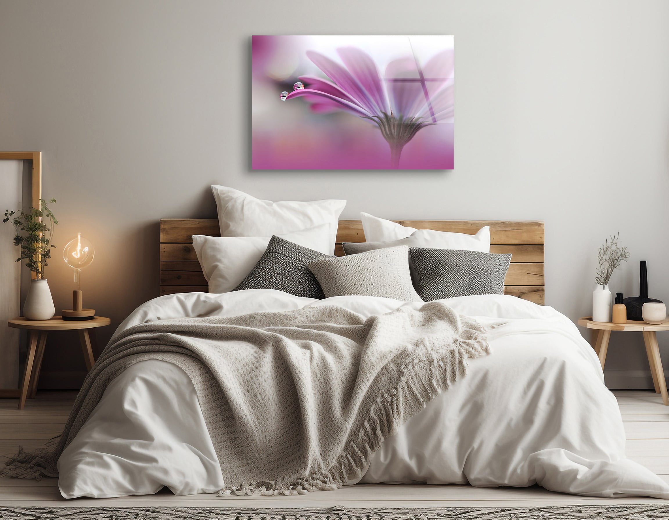 Beautiful Macro Photo of Colorful Flowers with Water Drops | Premium HD Metal Wall Art