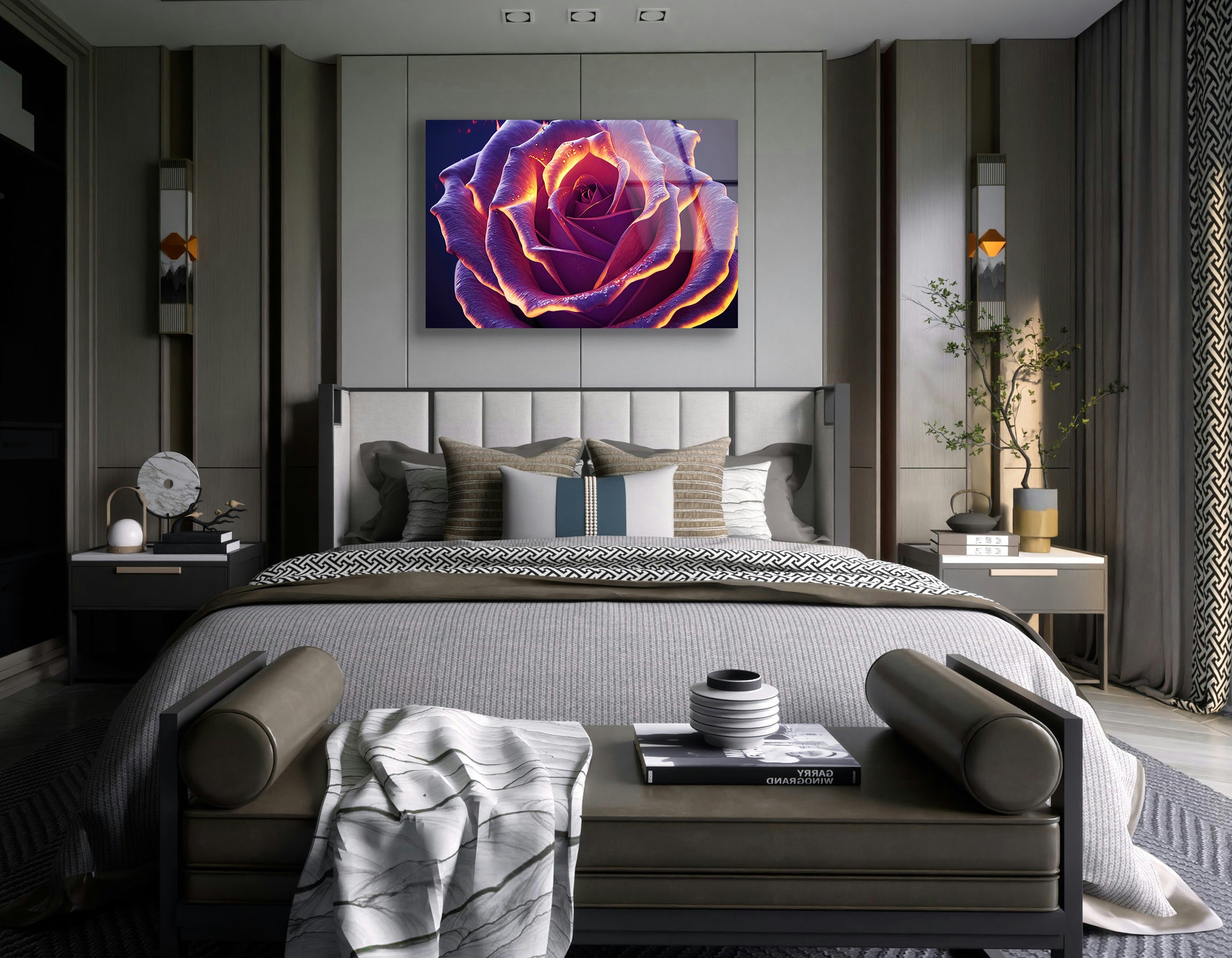 Fire and Infernal Magic Red Rose | Premium HD Metal Wall Art