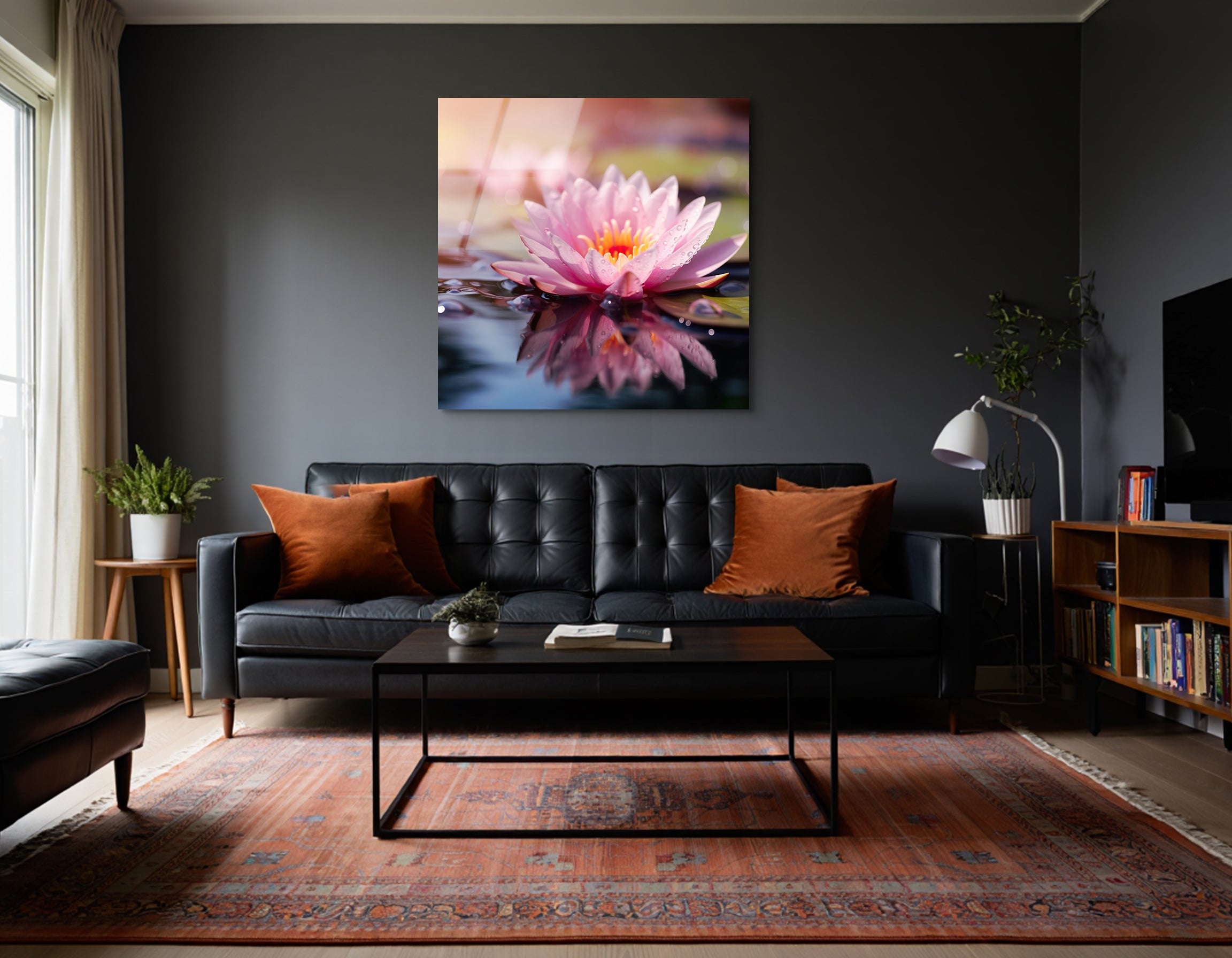 Pink Lotus Flower on Water | Premium HD Metal Wall Art