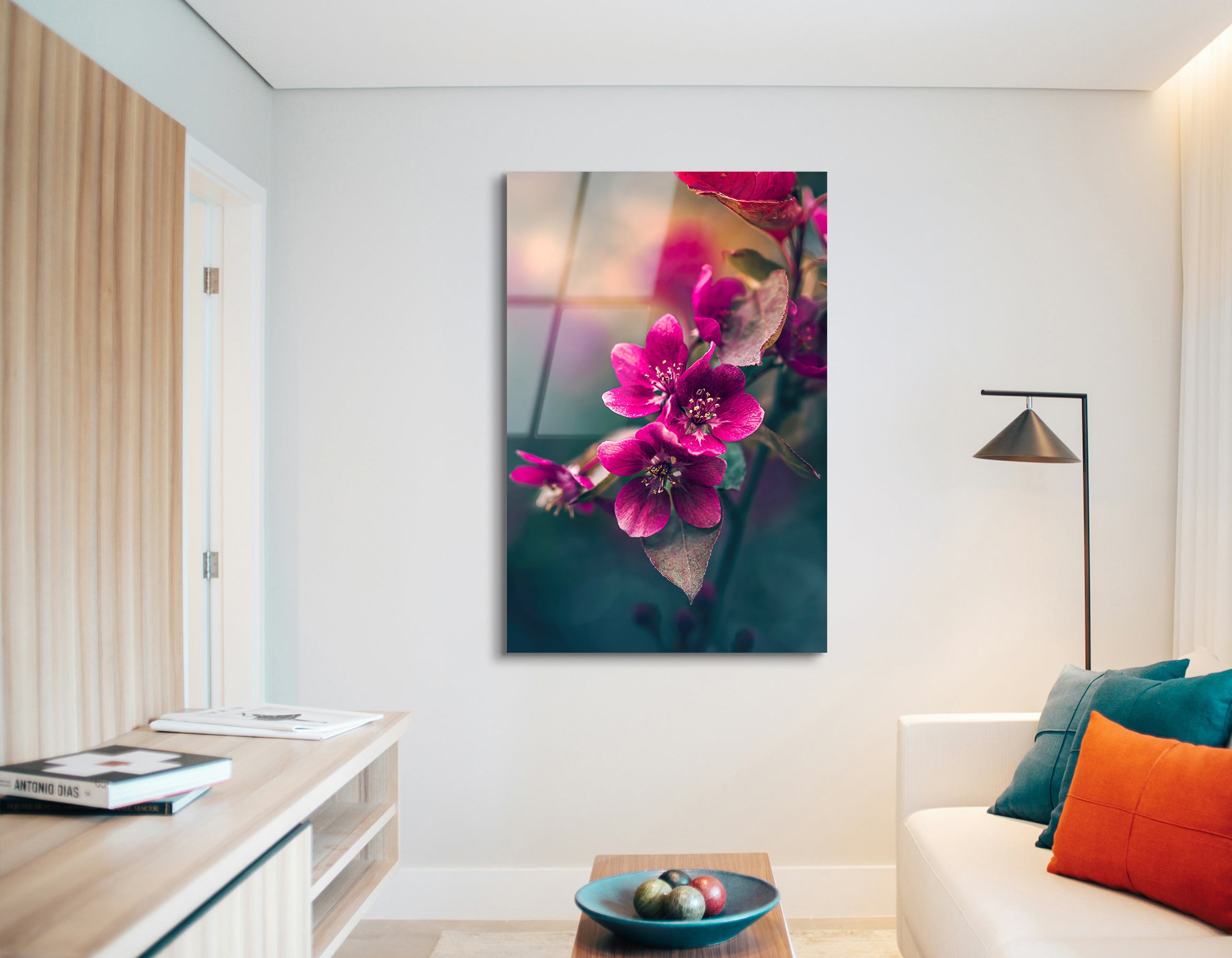 Pink Apple Blossoms in Warm Light | Premium HD Metal Wall Art