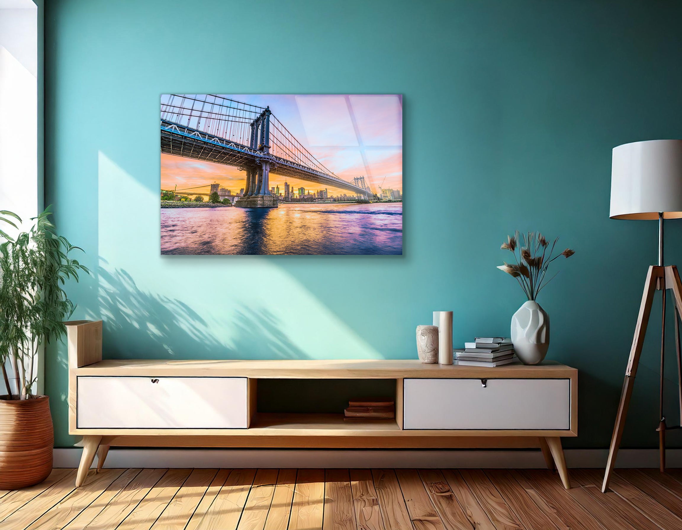 Manhattan Bridge over the East River | Premium HD Metal Wall Art