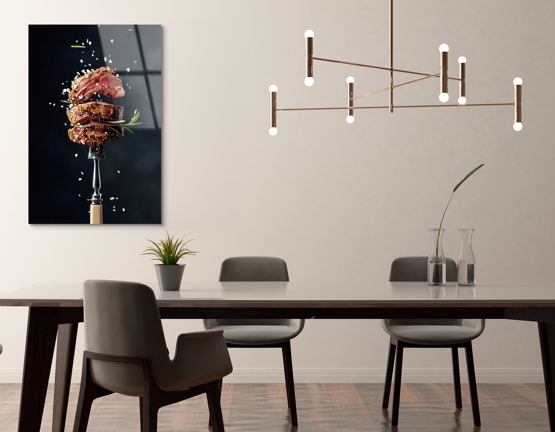 Grilled Beef Steak with Rosemary | Premium HD Metal Wall Art