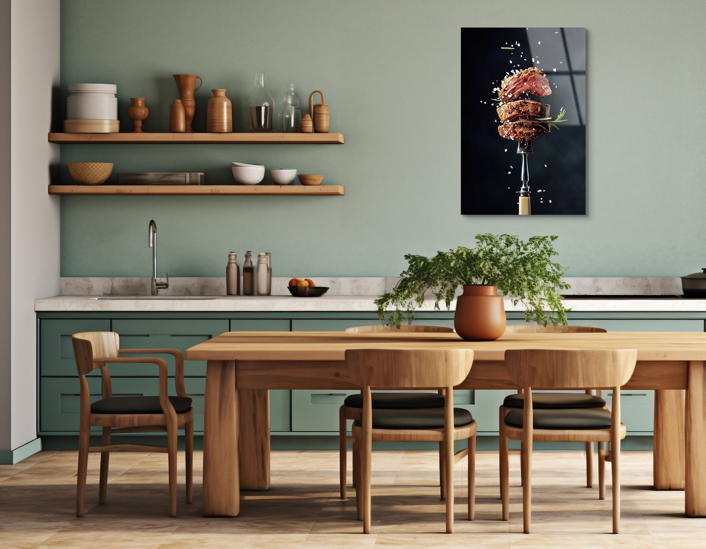 Grilled Beef Steak with Rosemary | Premium HD Metal Wall Art