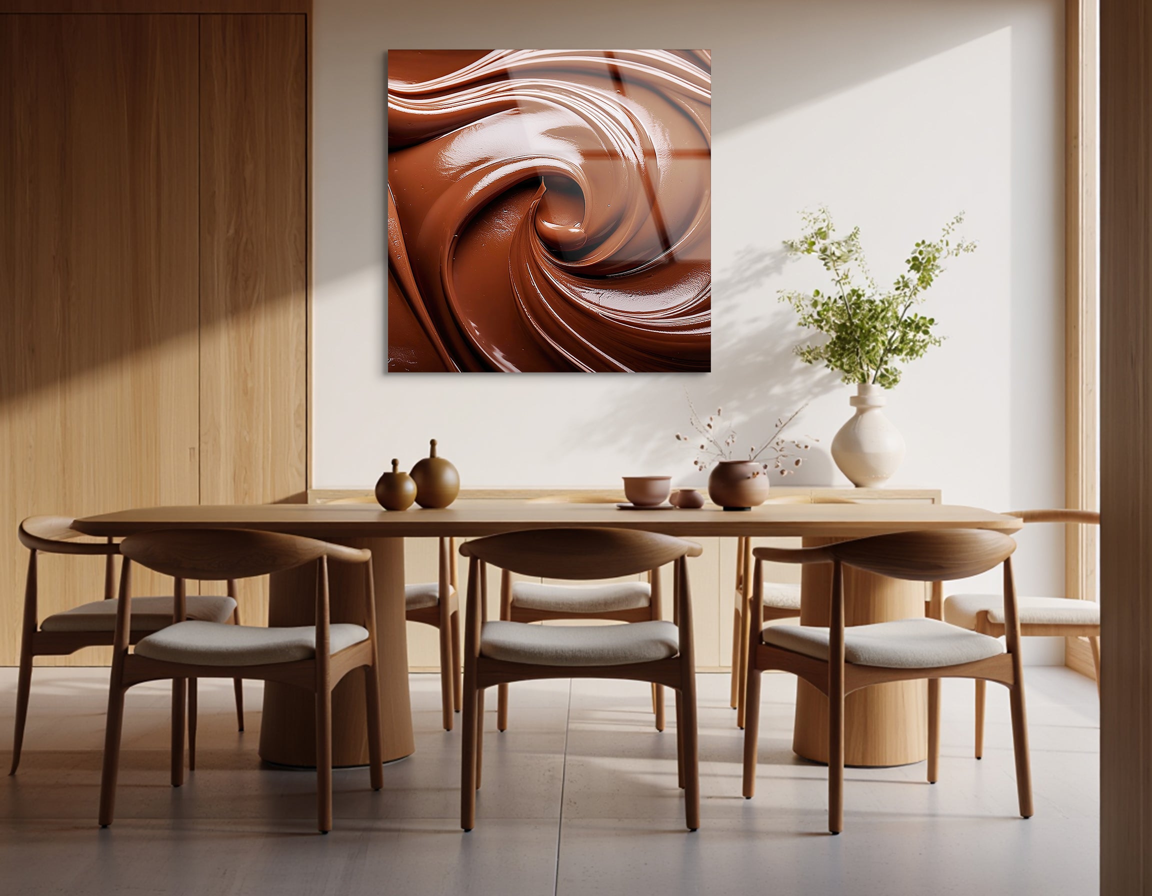 Melted Milk Chocolate Texture | Premium HD Metal Wall Art
