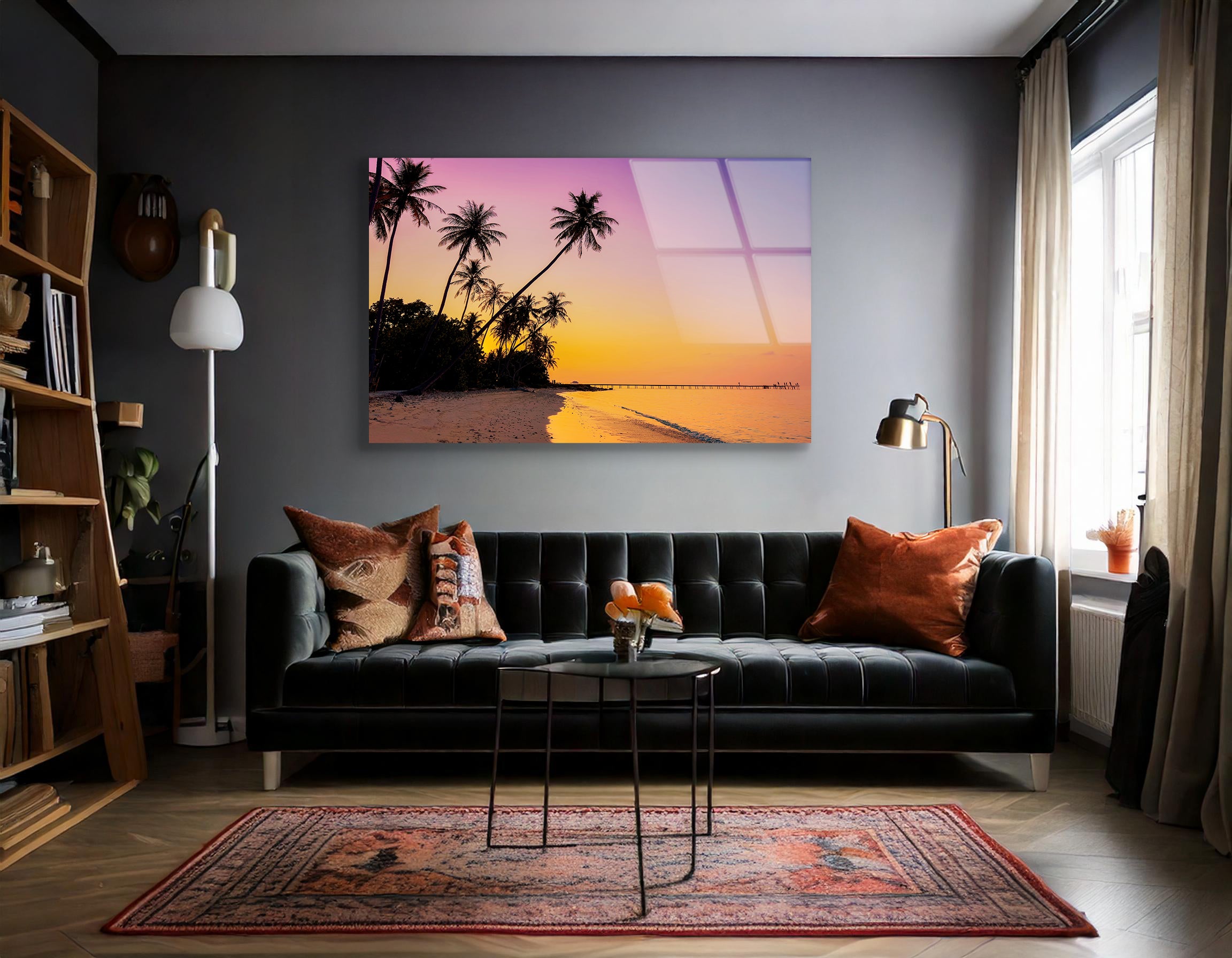 Summer Sunrise with Palm Trees | Premium HD Metal Wall Art