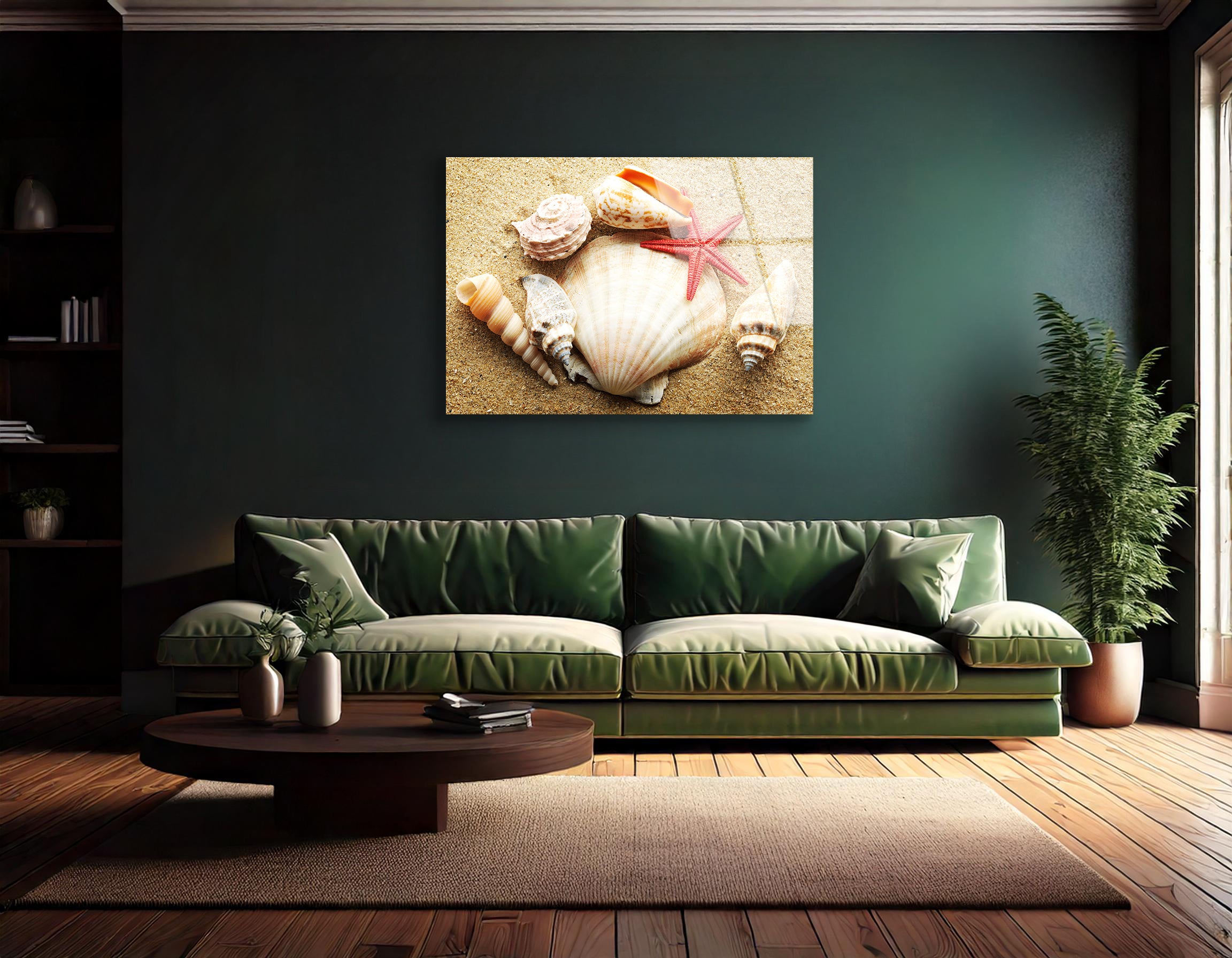 Sea Shells with Sand Background | Premium HD Metal Wall Art