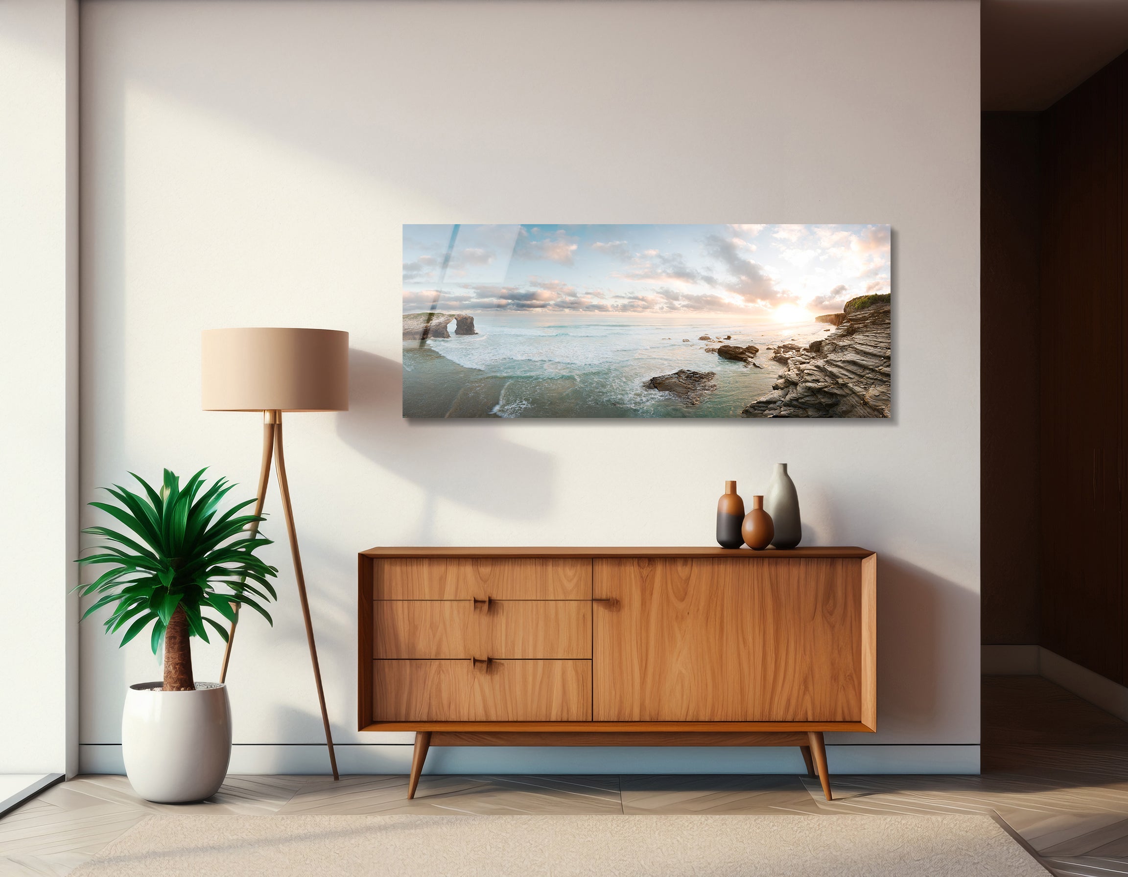 Sunrise at Catedrales Beach in Galicia | Premium HD Metal Wall Art