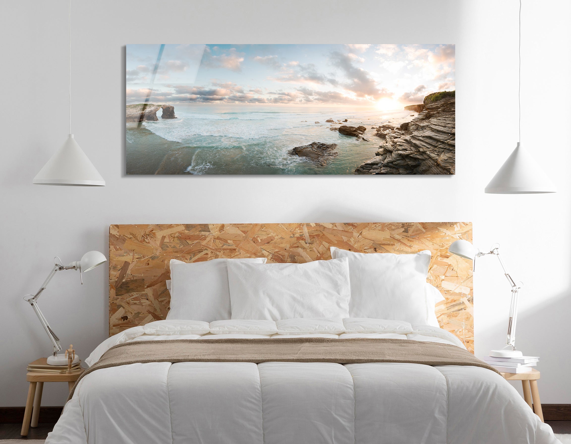 Sunrise at Catedrales Beach in Galicia | Premium HD Metal Wall Art