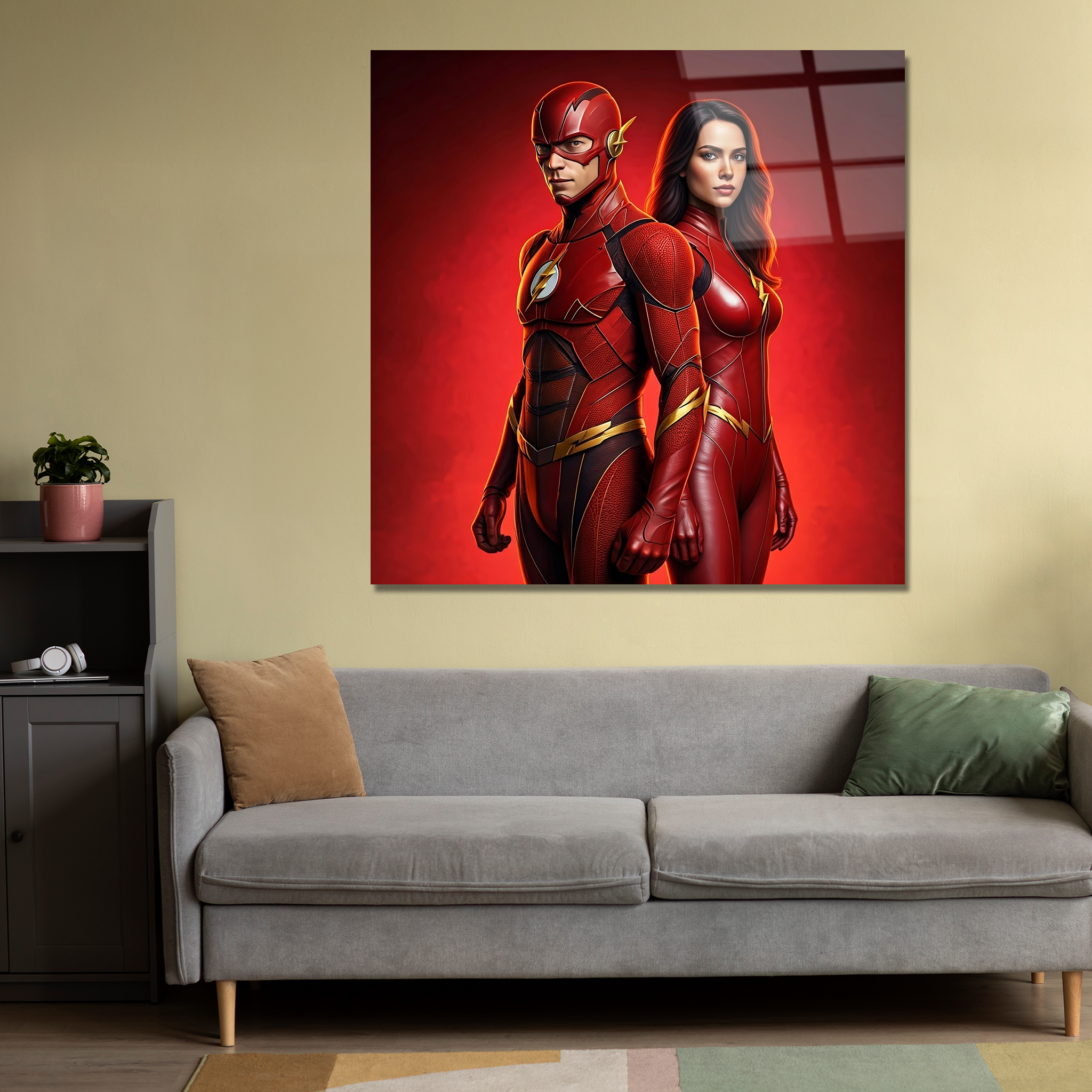 Two Superheroes in Action | Premium HD Metal Wall Art
