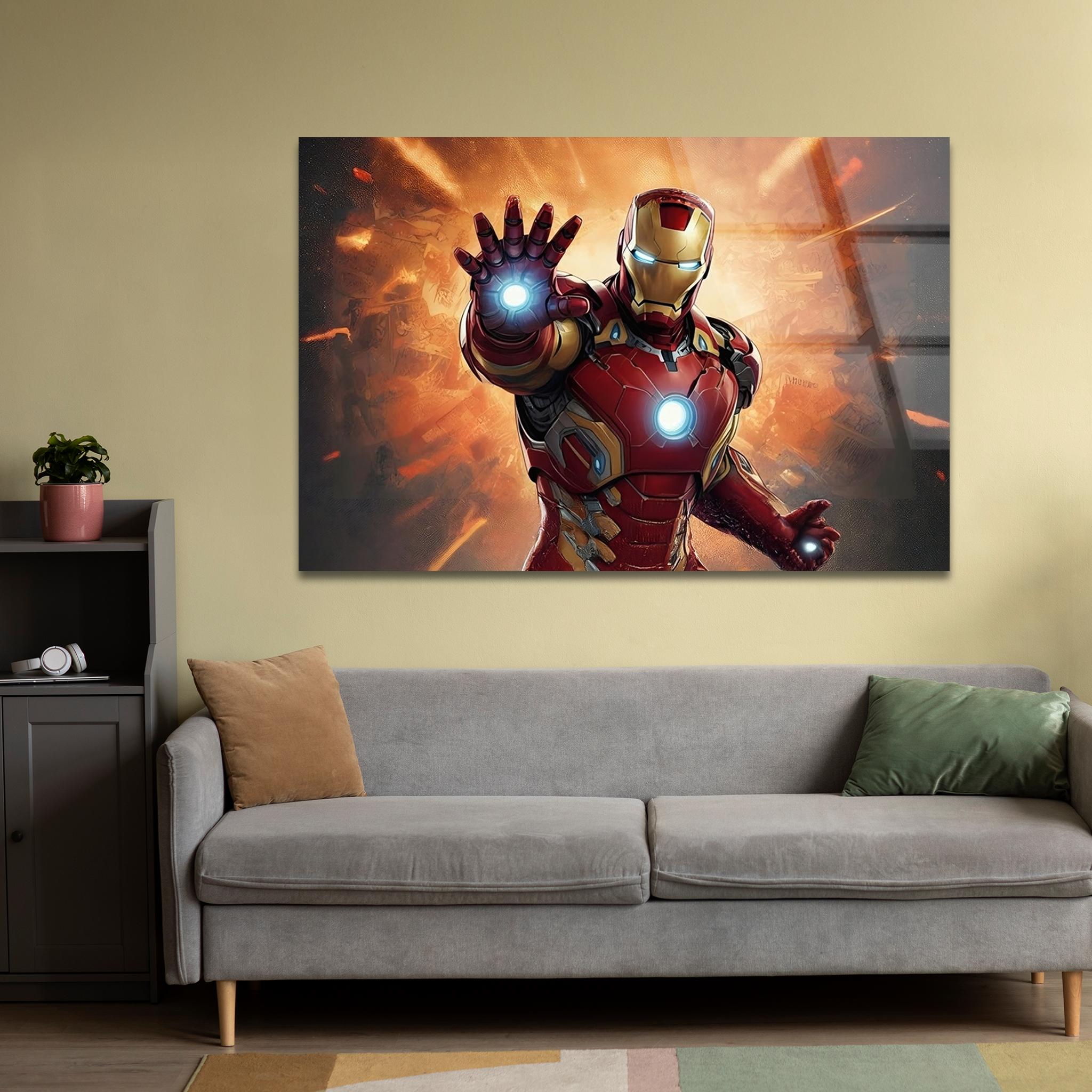 Iron Man Action Sketch | Premium HD Metal Wall Art