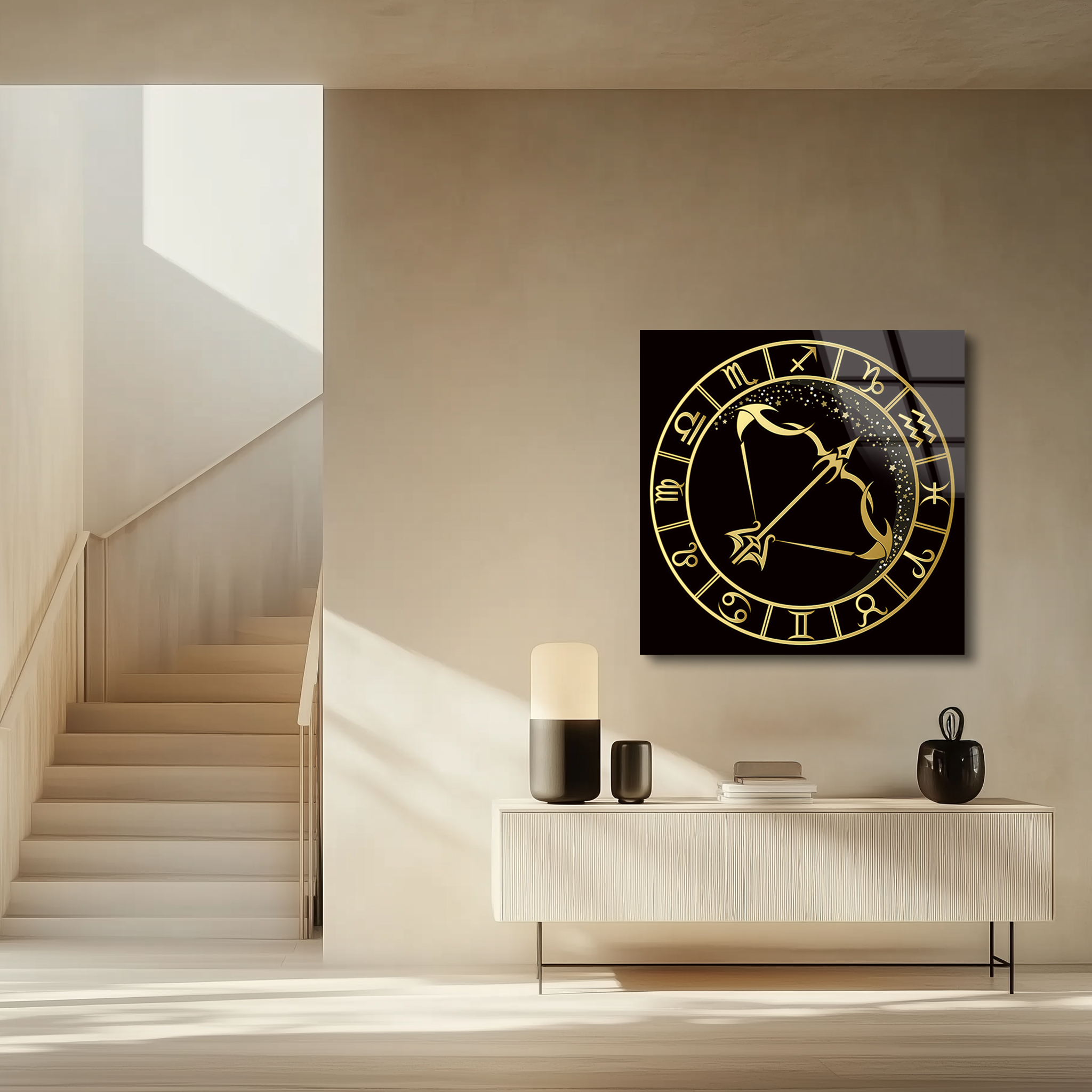 Sagittarius Black & Gold | Premium HD Metal Wall Art