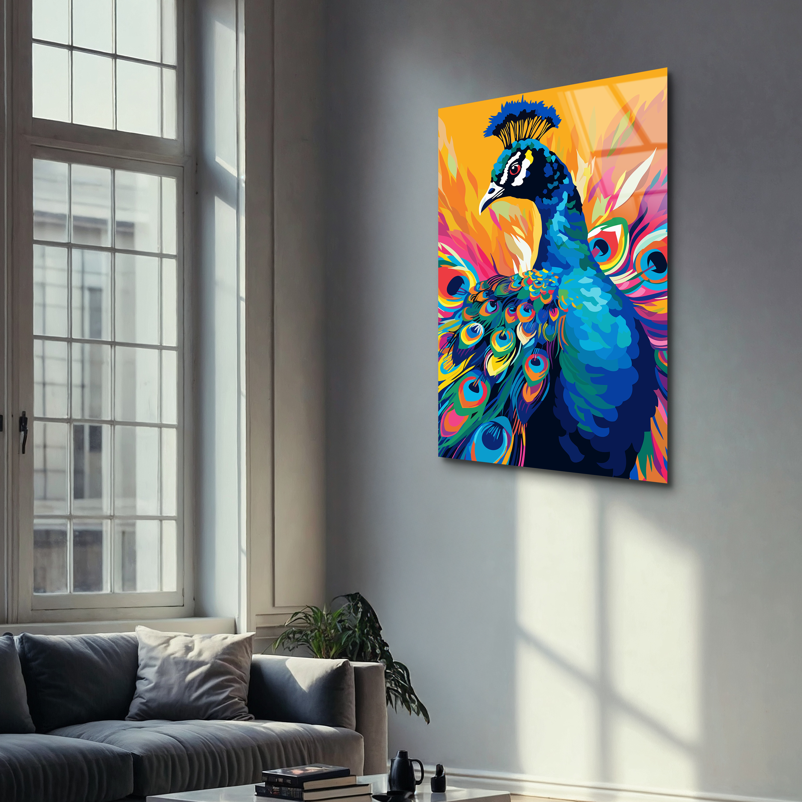 Colorful Peacock Pop Art | Premium HD Metal Wall Art