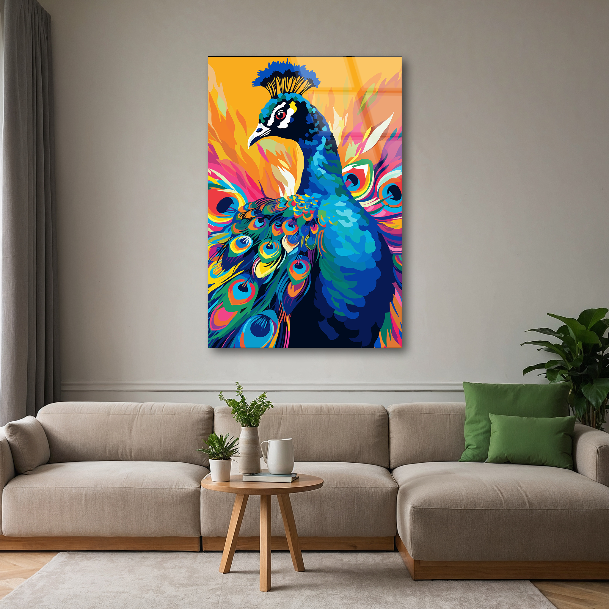 Colorful Peacock Pop Art | Premium HD Metal Wall Art