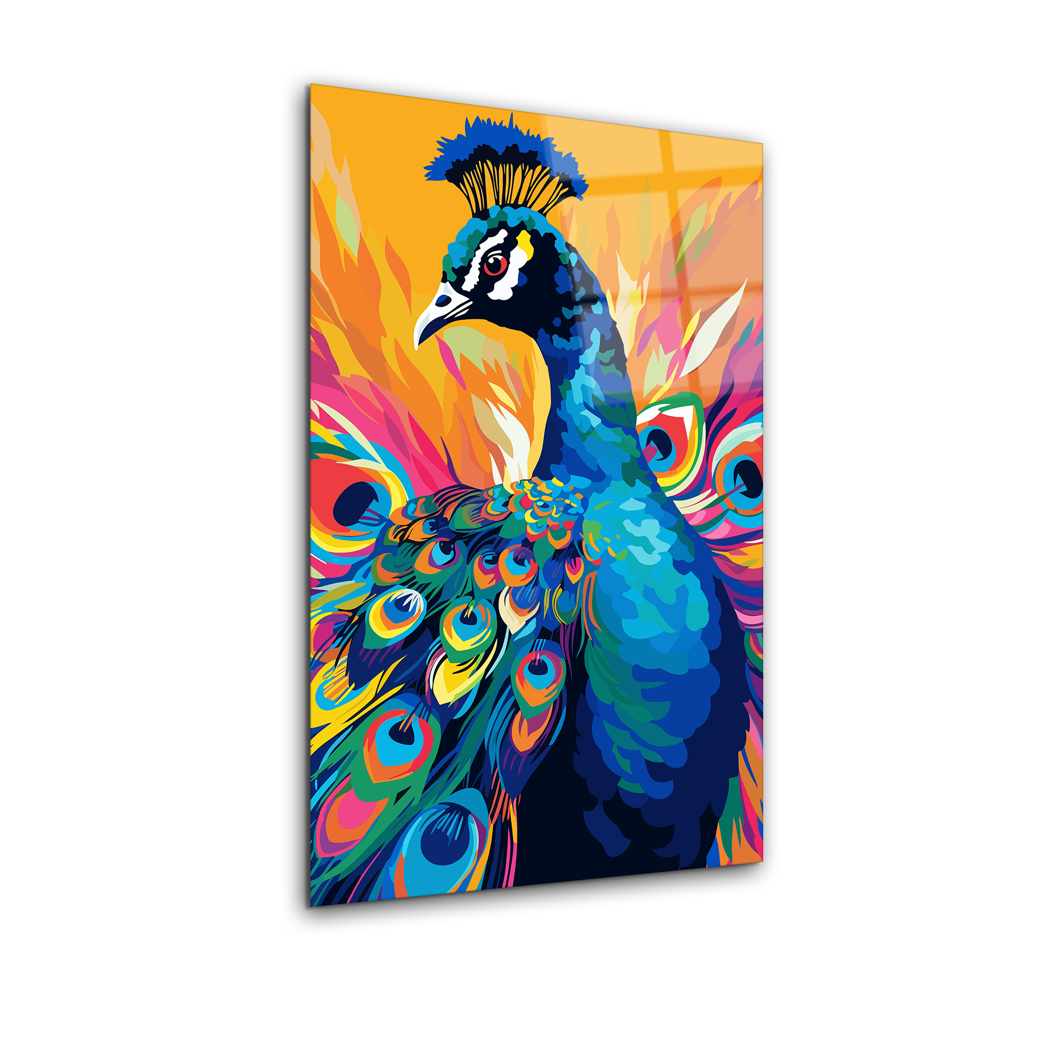 Colorful Peacock Pop Art | Premium HD Metal Wall Art