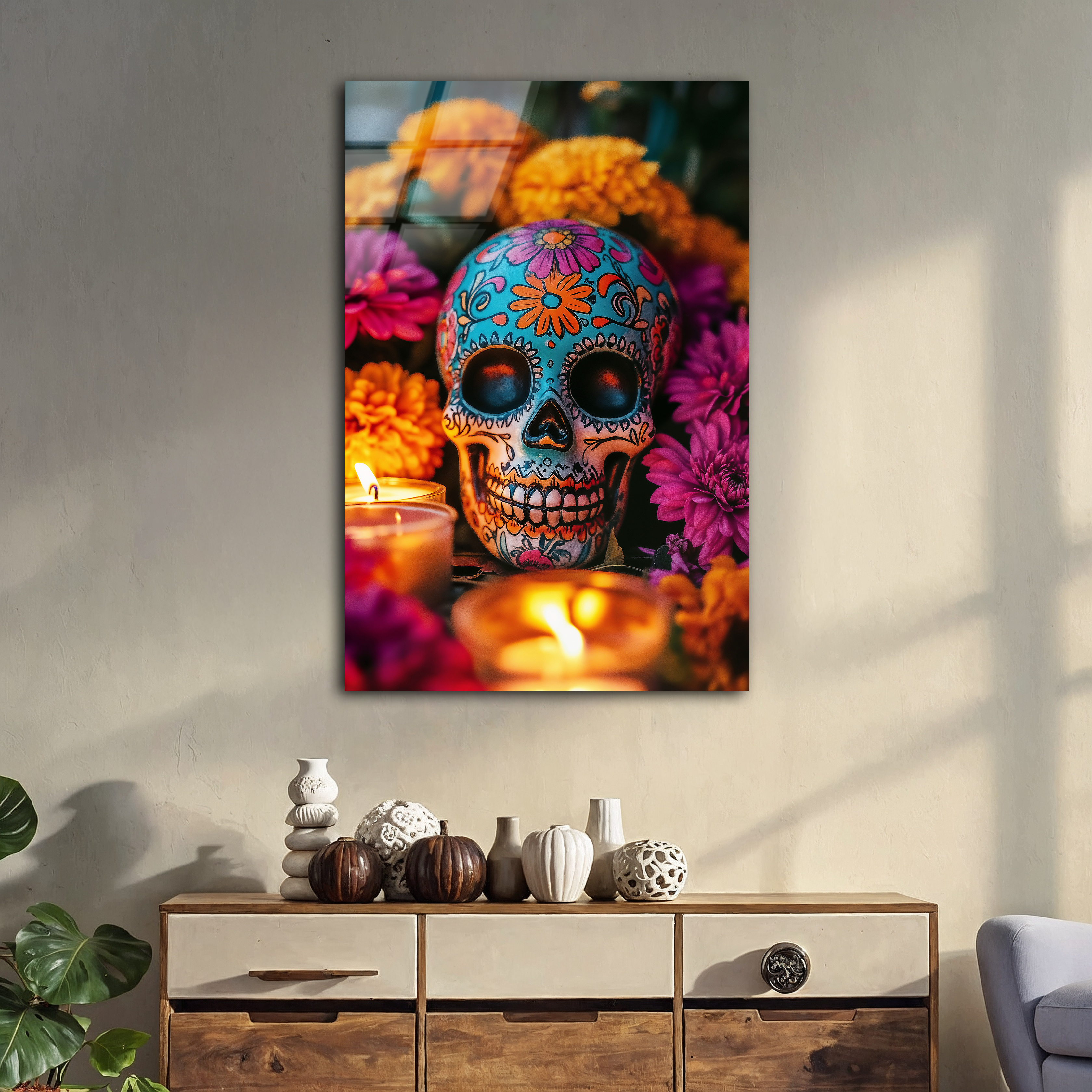 Colorful Skull | Premium HD Metal Wall Art