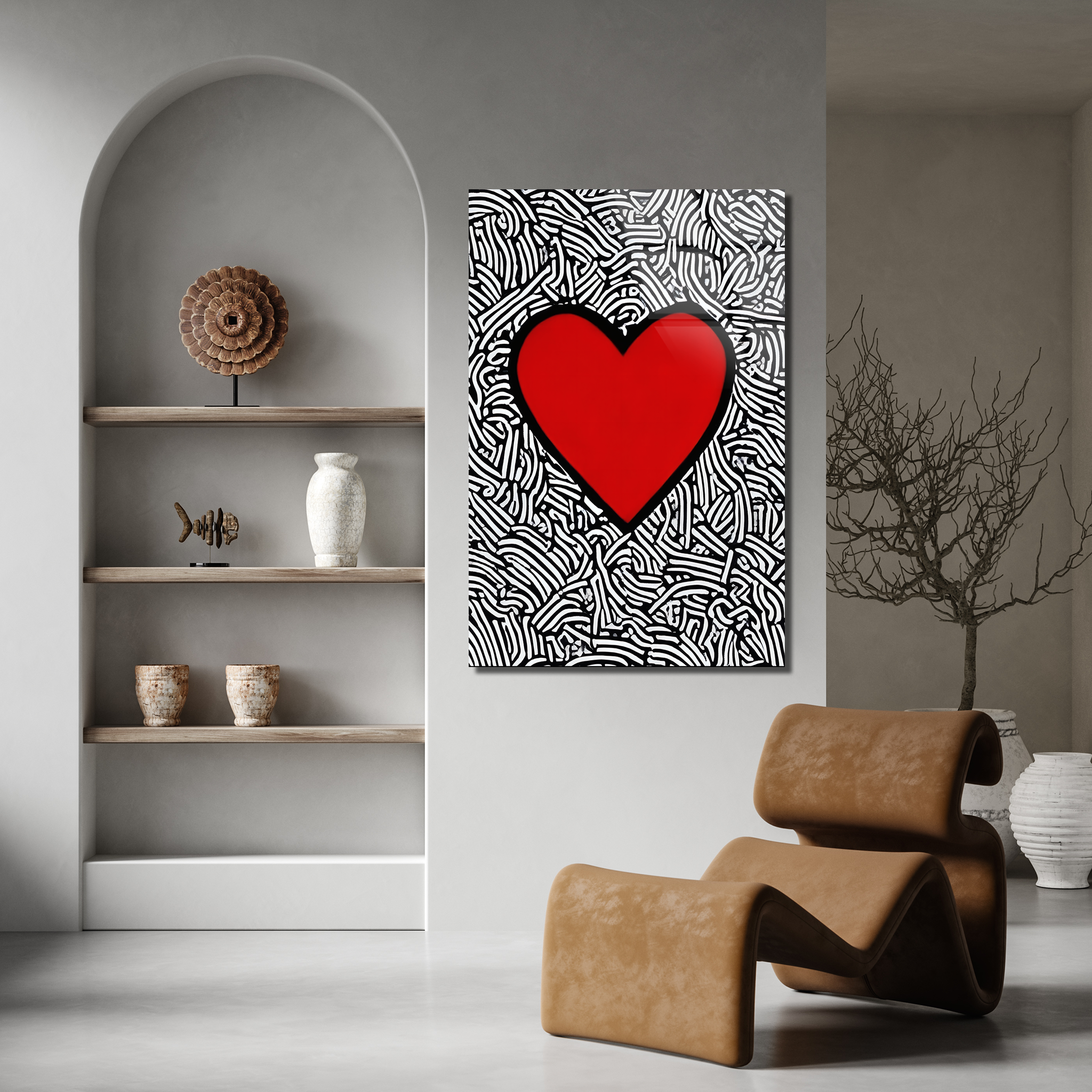 Keith Haring-Inspired Doodle Heart | Premium HD Metal Wall Art