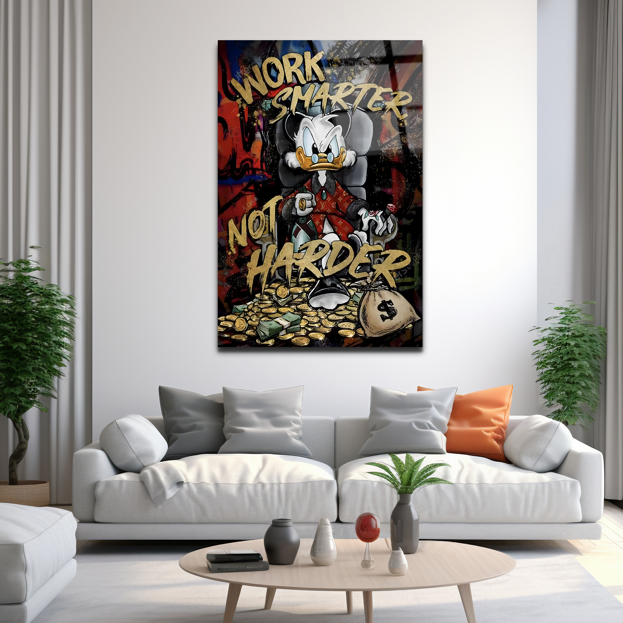 Donald Duck: Work Smarter Not Harder | Premium HD Metal Wall Art