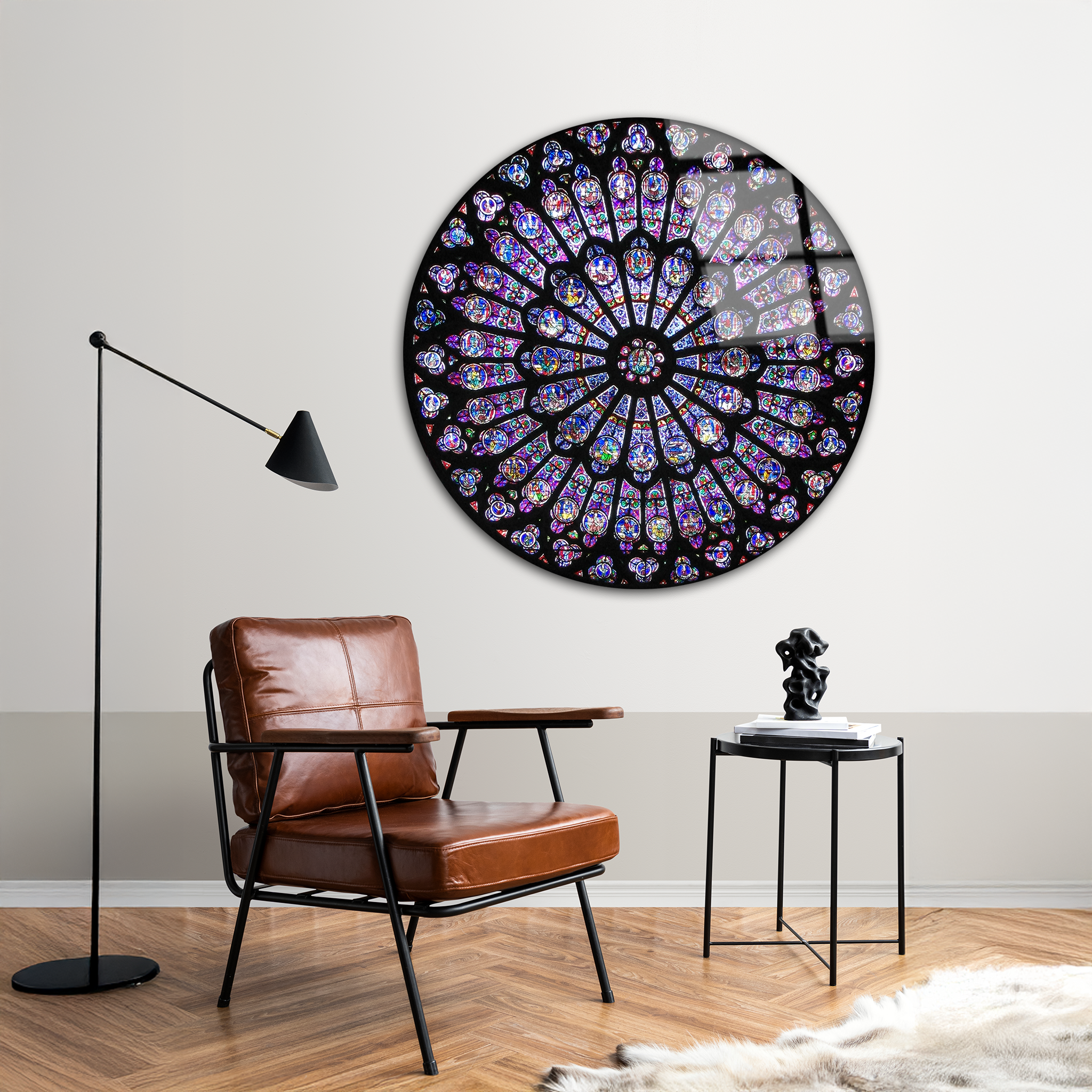 Notre Dame Cathedral Stained Glass | Premium HD Round Wall Art