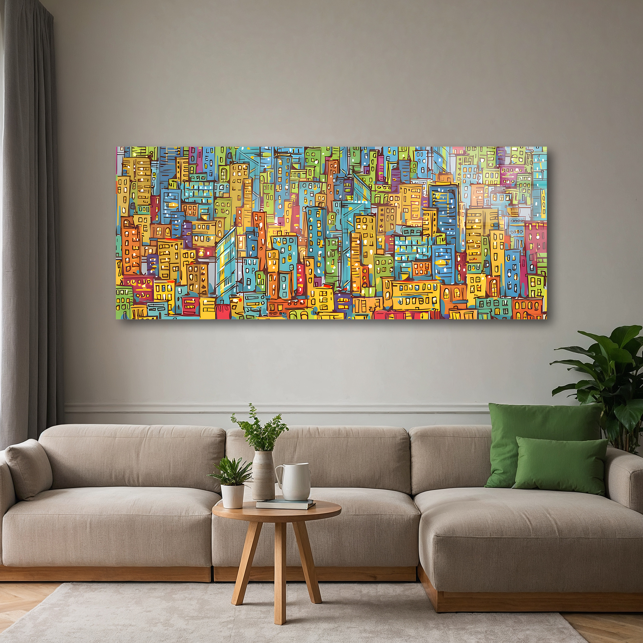 Hand-Drawn Cityscape Illustration | Premium HD Metal Wall Art