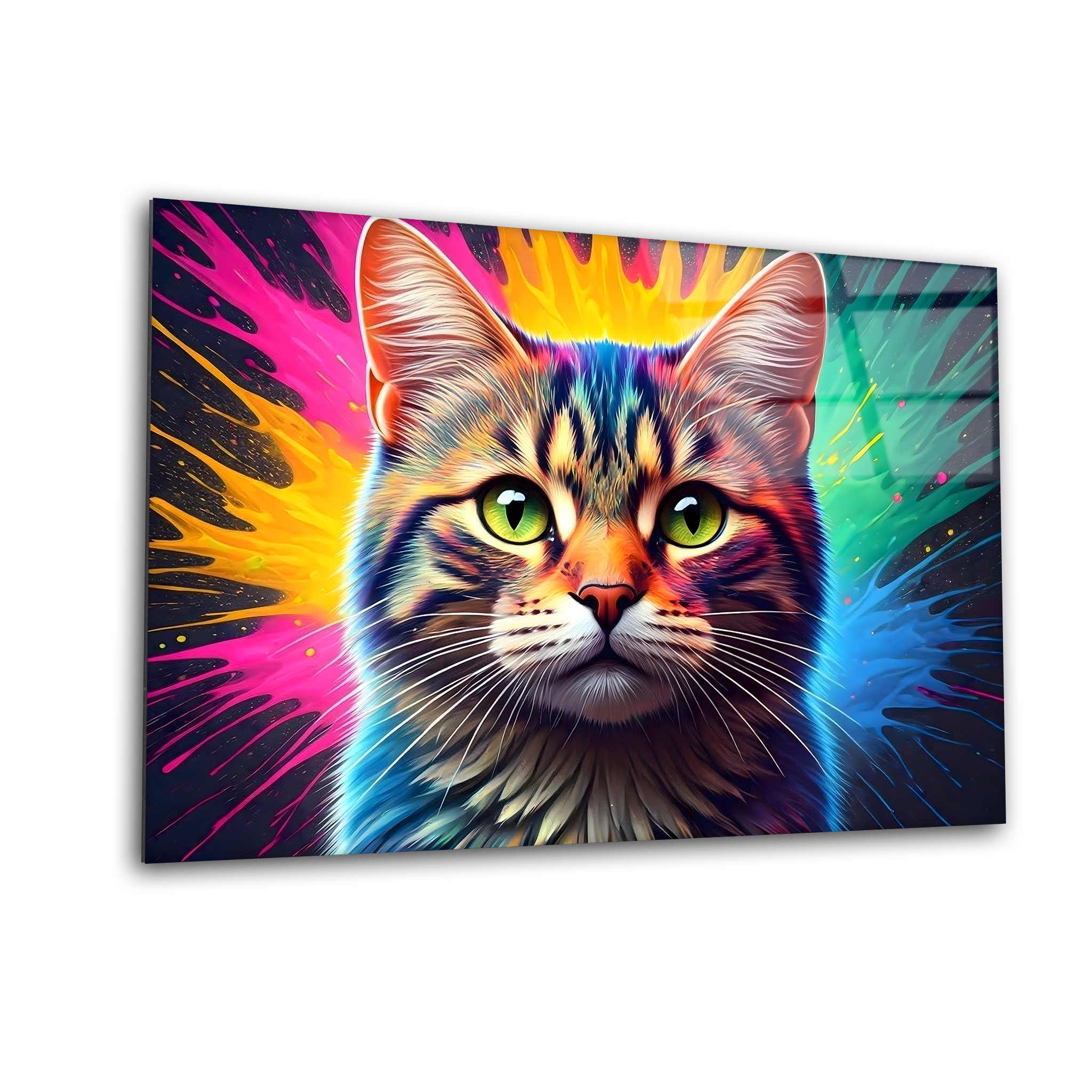 Colorful Cat Splatter Art | Premium HD Metal Wall Art
