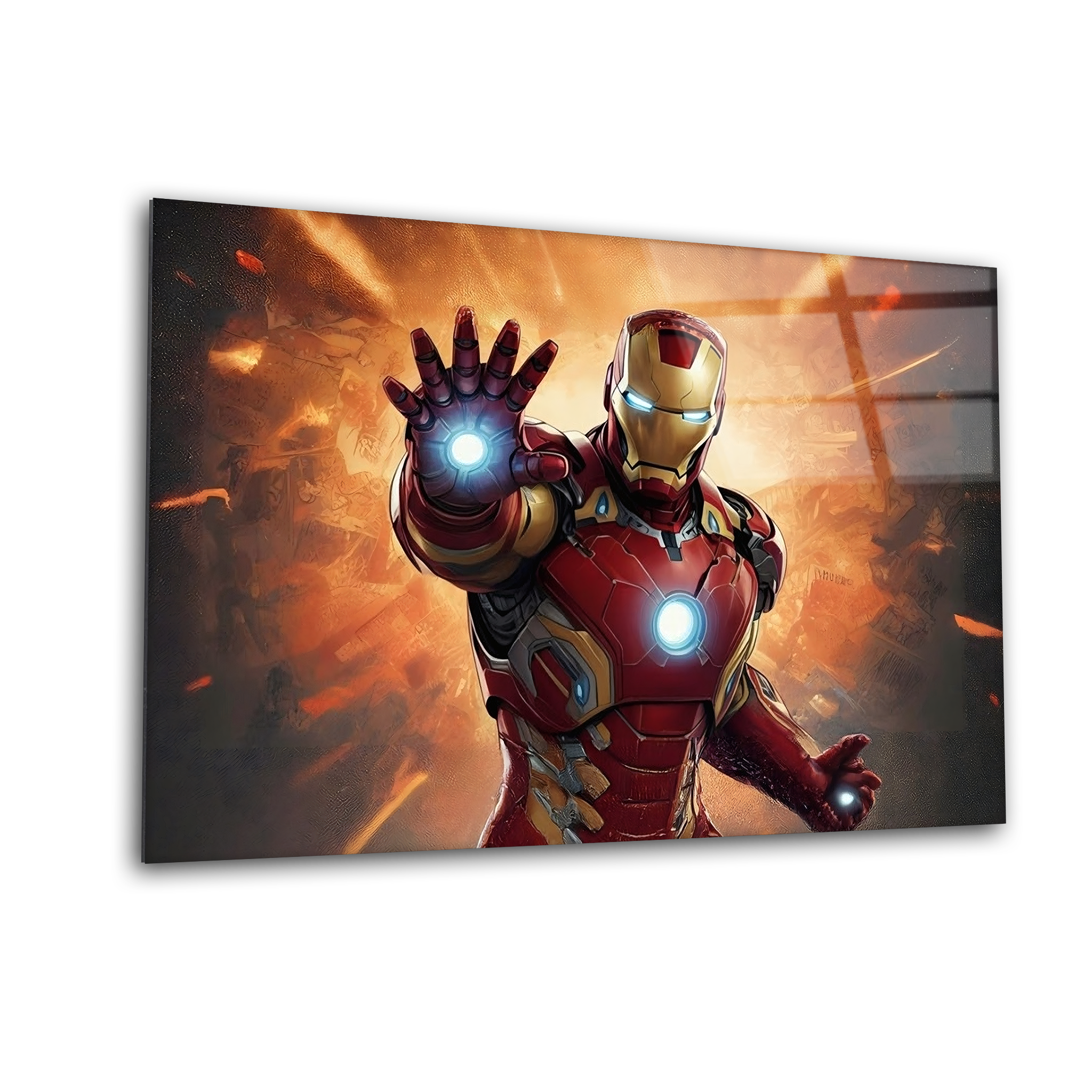 Iron Man Action Sketch | Premium HD Metal Wall Art