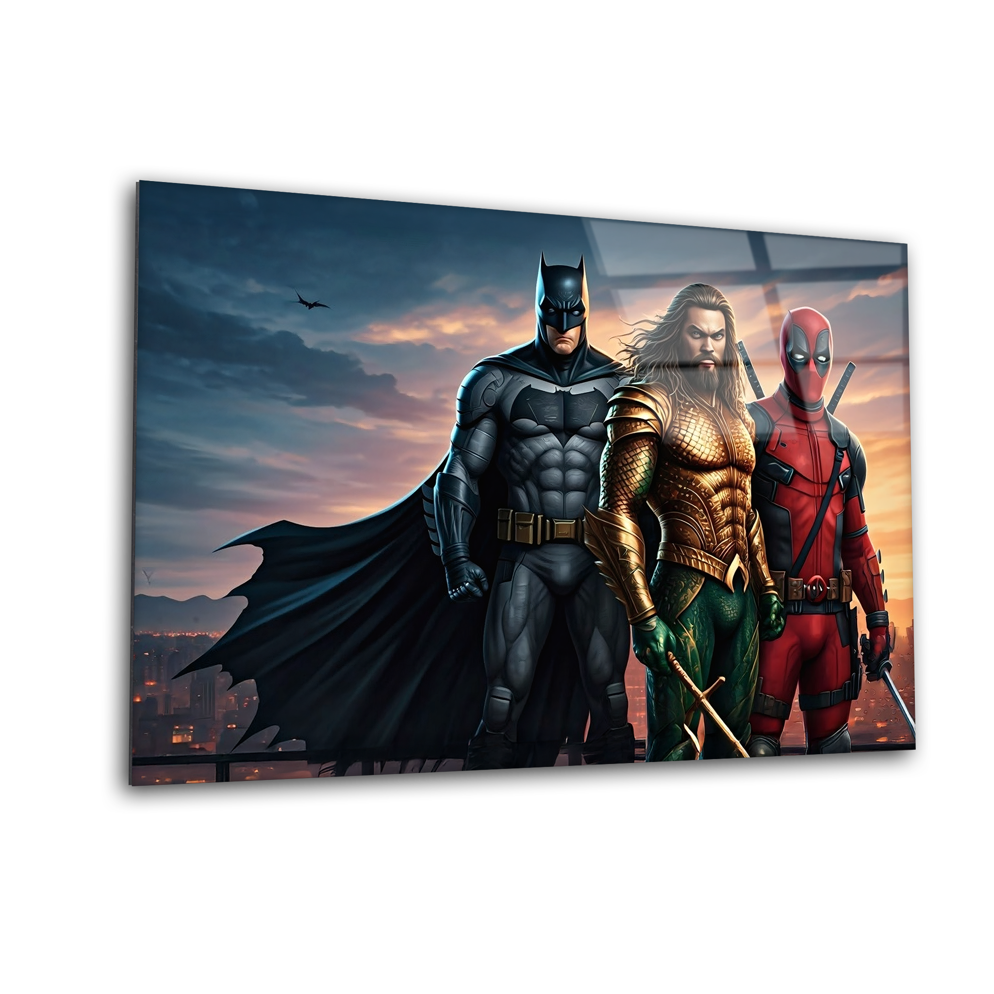 Batman, Aquaman & Deadpool | Premium HD Metal Wall Art