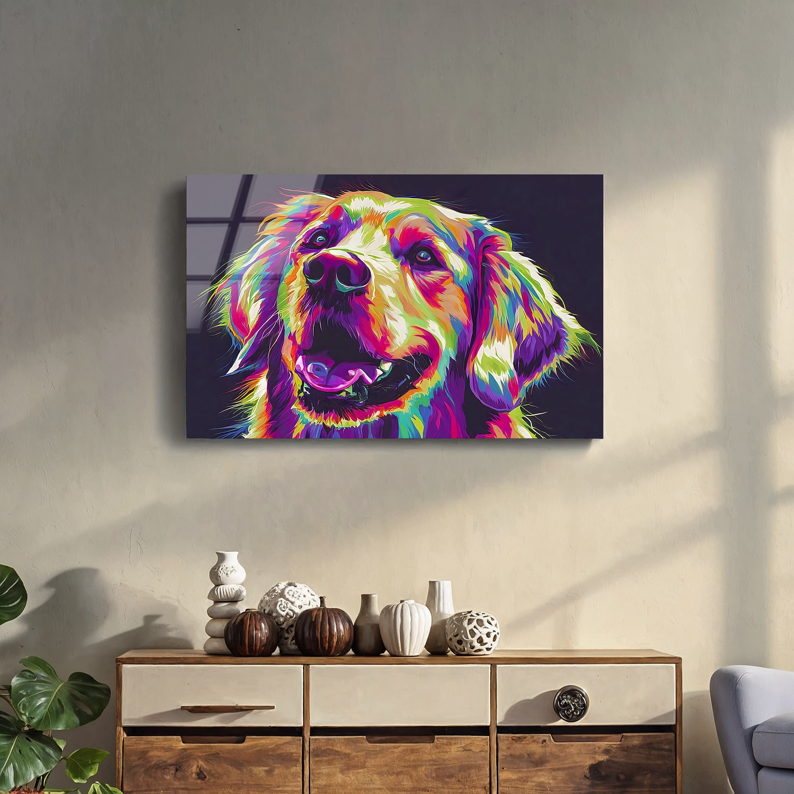 Colorful Golden Retriever Pop Art | Premium HD Metal Wall Art