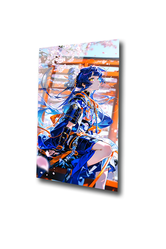 Lunara: The Celestial Blade of Spring Dawn | Premium HD Metal Wall Art
