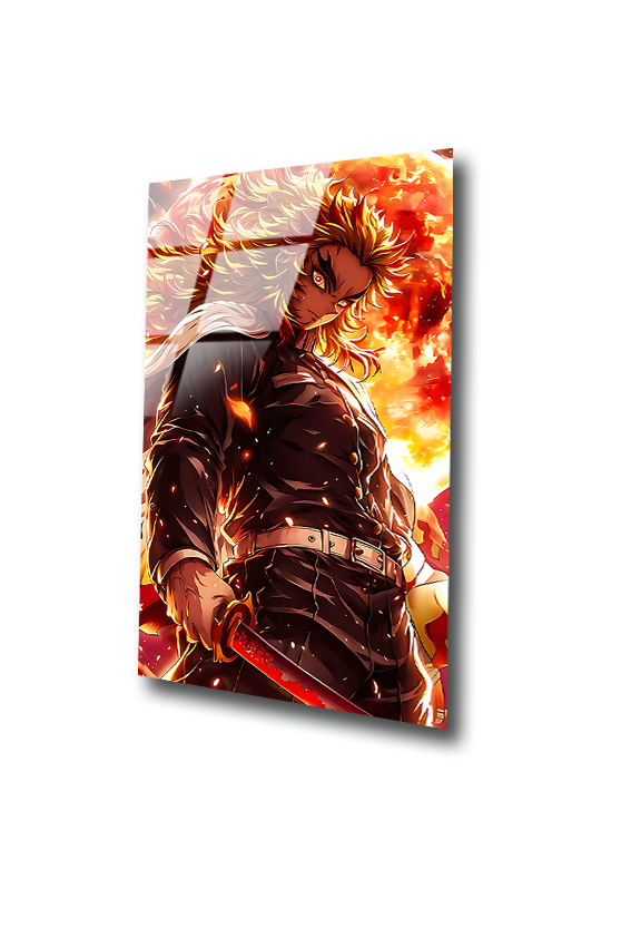Rengoku: The Flame Hashira’s Resolve | Premium HD Metal Wall Art
