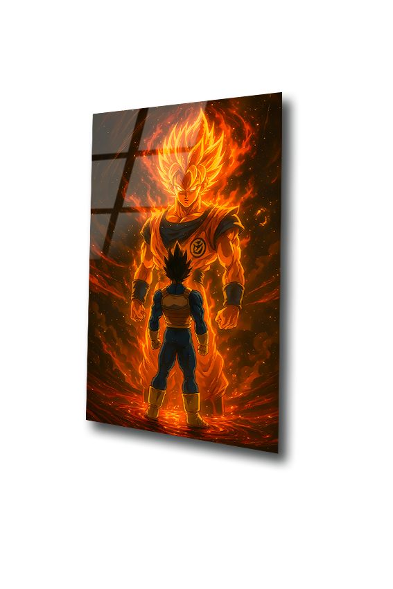 Goku&Vegeta: Twin Flames of Saiyan Destiny | Premium HD Metal Wall Art