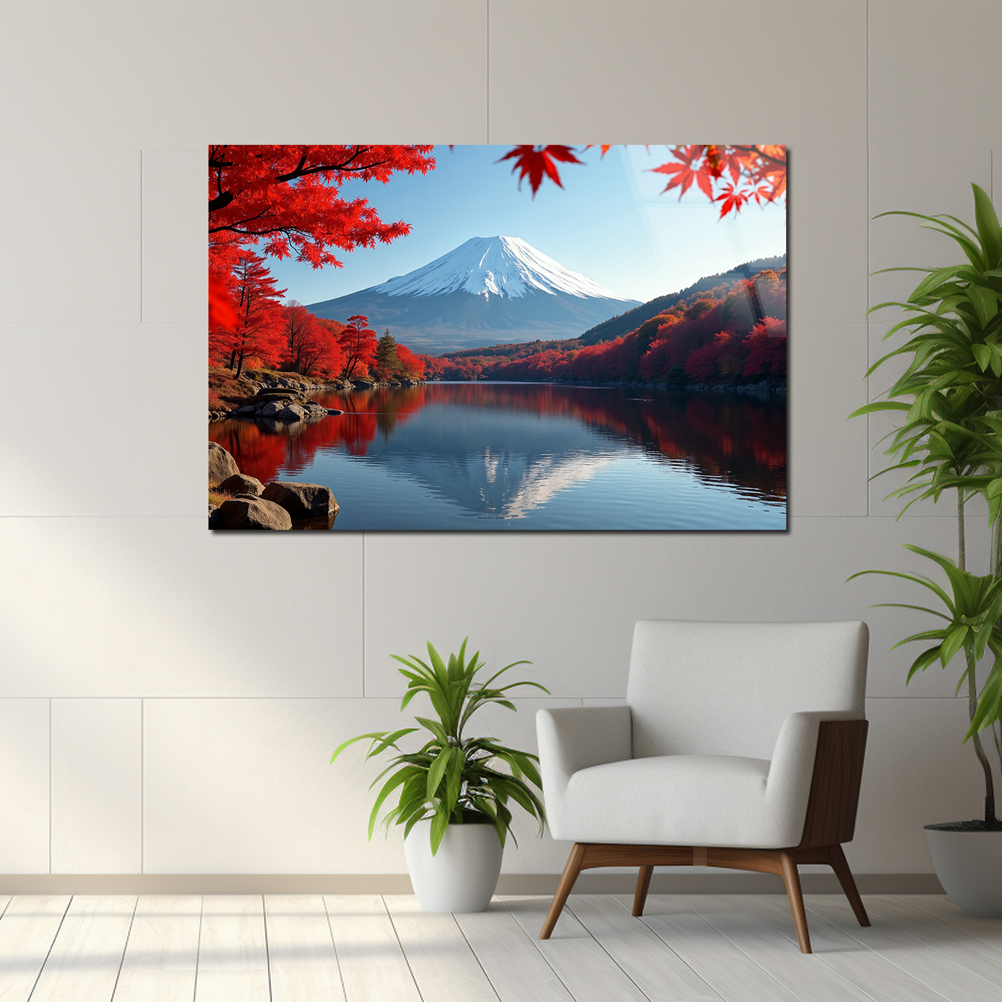 Majestic Mount Fuji with Autumn Foliage | Premium HD Metal Wall Art