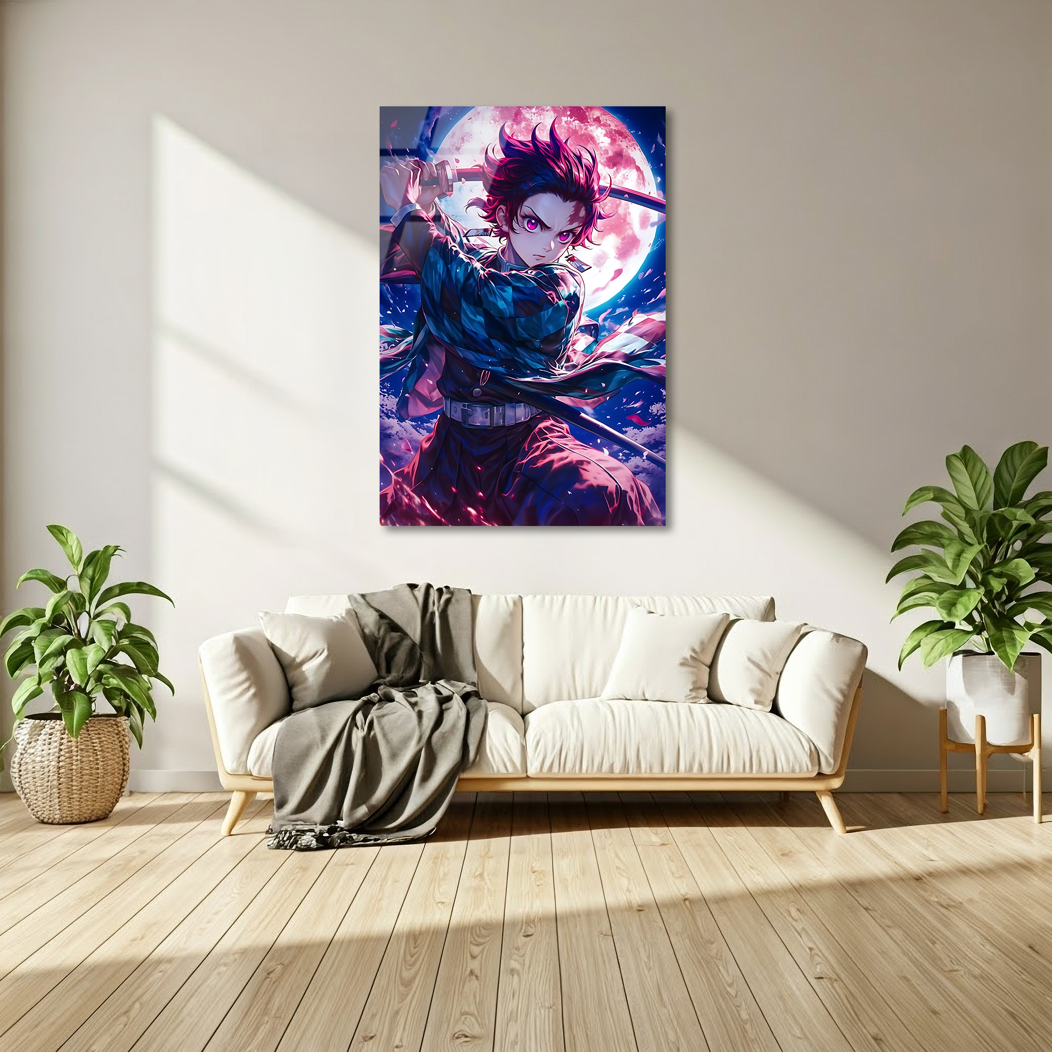 Tanjiro: Moonlit Blade of Resolve | Premium HD Metal Wall Art