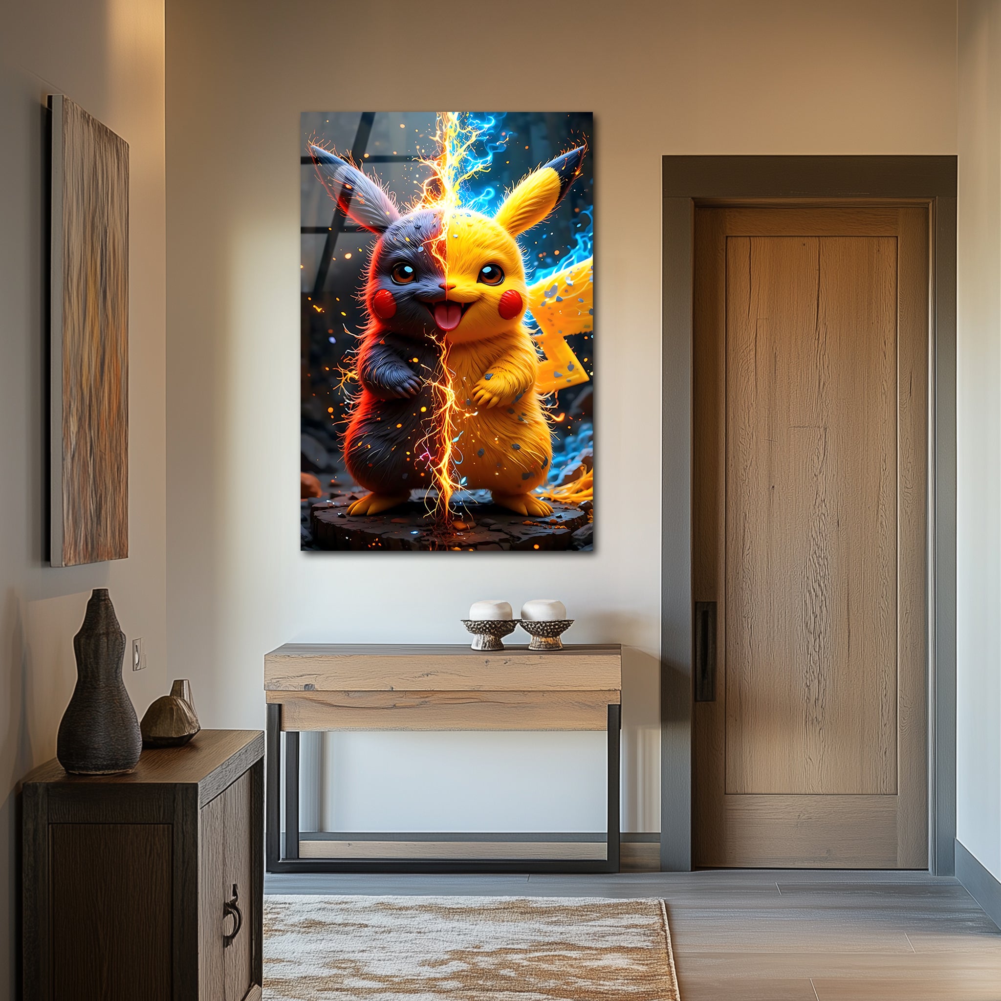 Pikachu: Duality of Thunder and Shadow | Premium HD Metal Wall Art