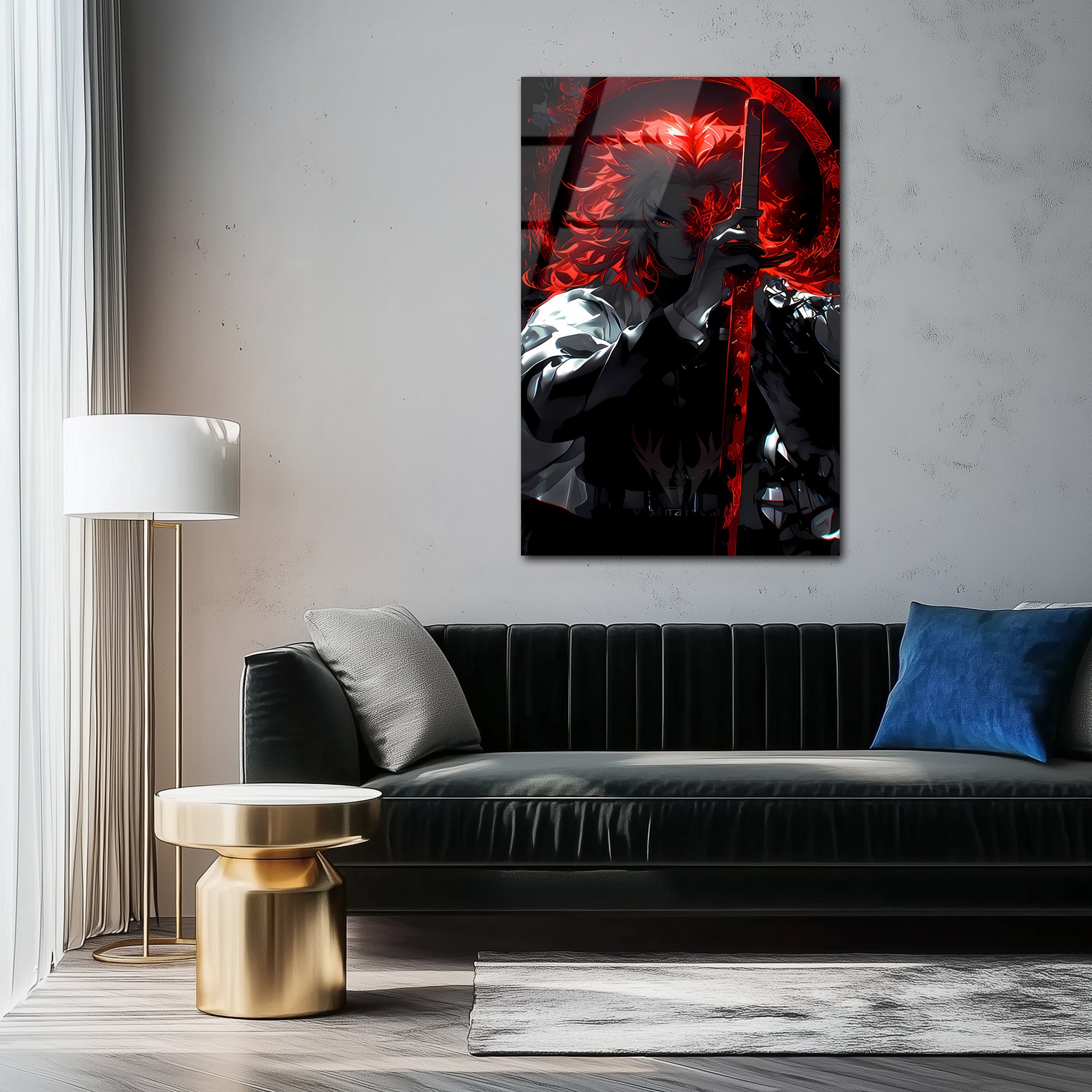 Rengoku: Flame Hashira of Unyielding Resolve | Premium HD Metal Wall Art