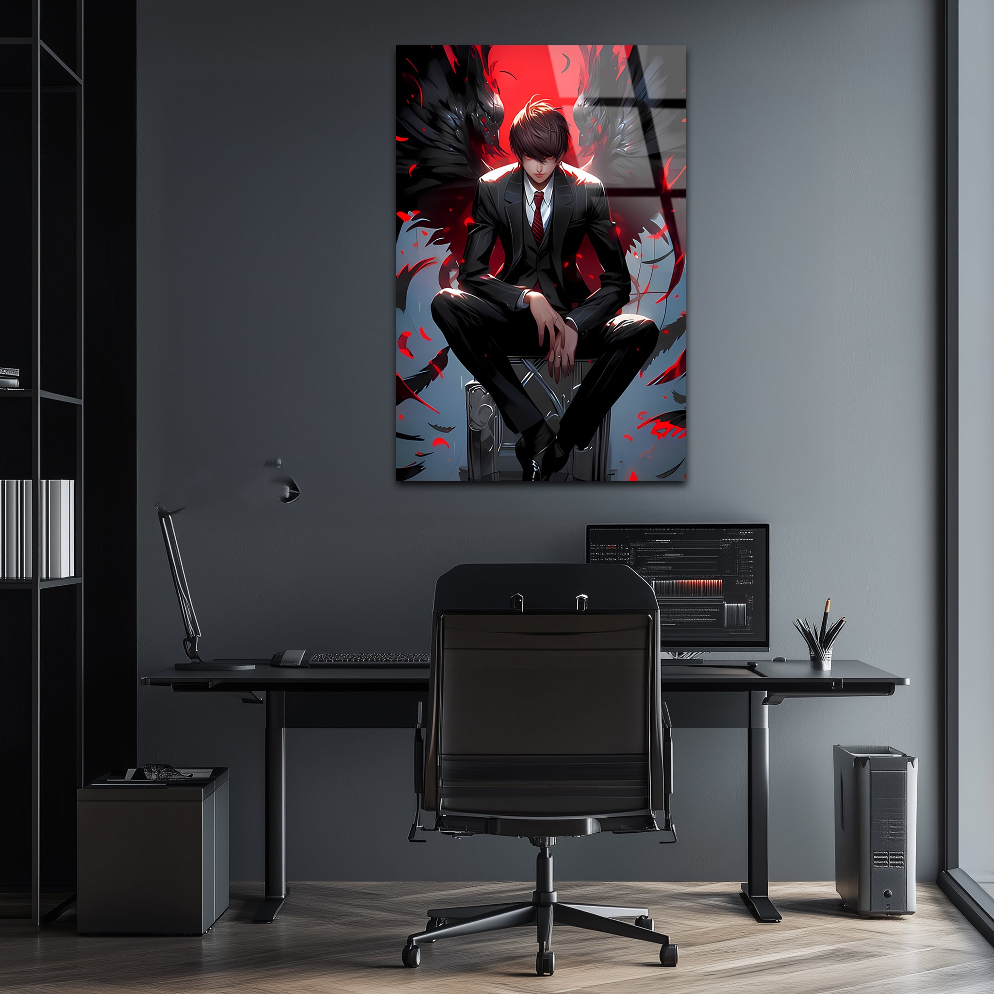 Light Yagami: Throne of Shadows | Premium HD Metal Wall Art